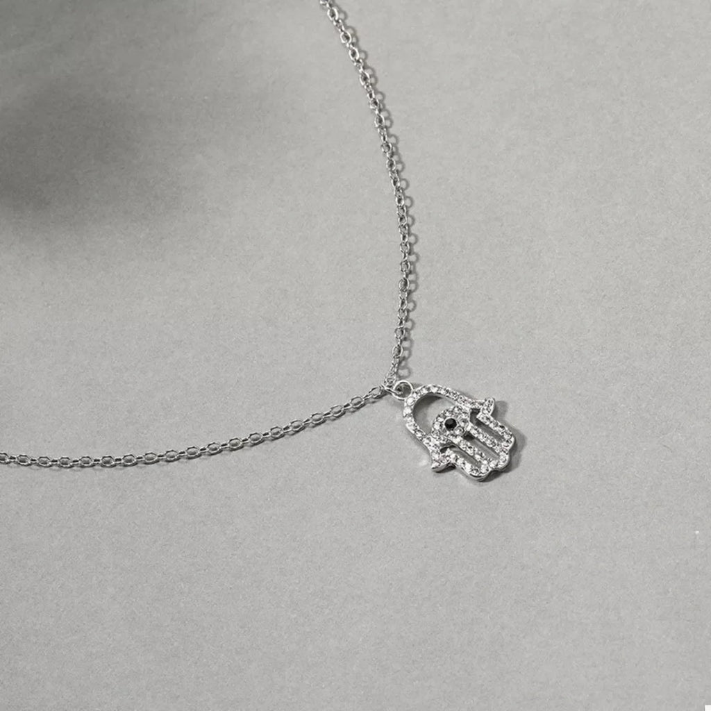 Zinc Alloy Rhinestone Evil Eye Necklace