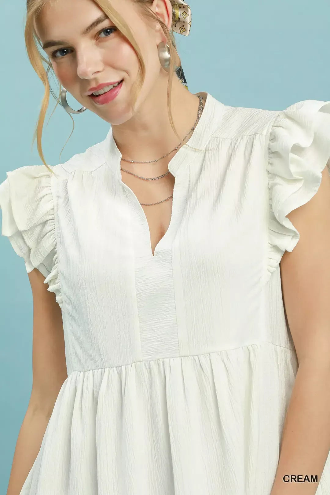 Umgee Ruffle Sleeve Babydoll Dress