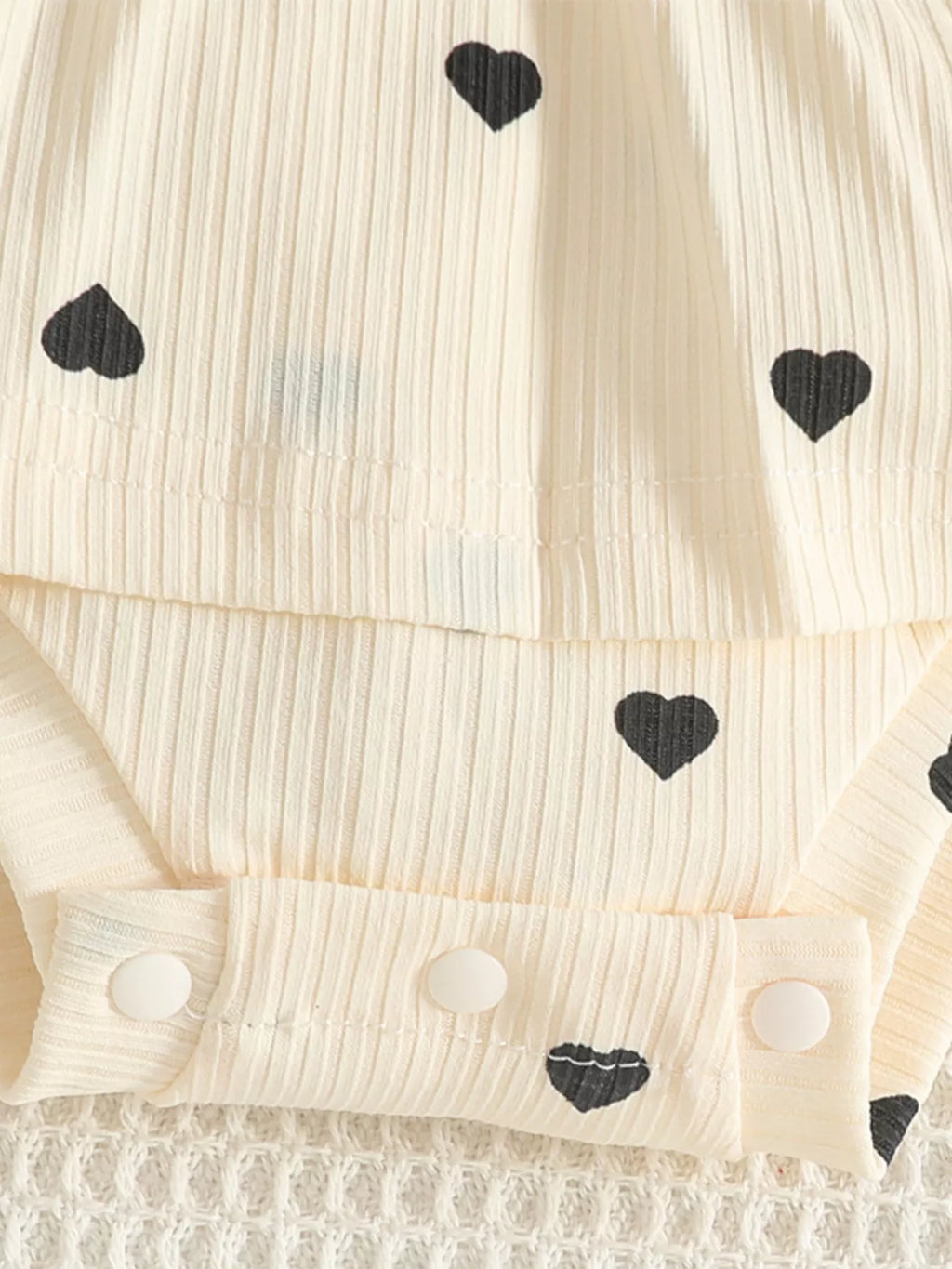 Children's Heart Print Ruffle Trim Bodysuit Dress with Headband