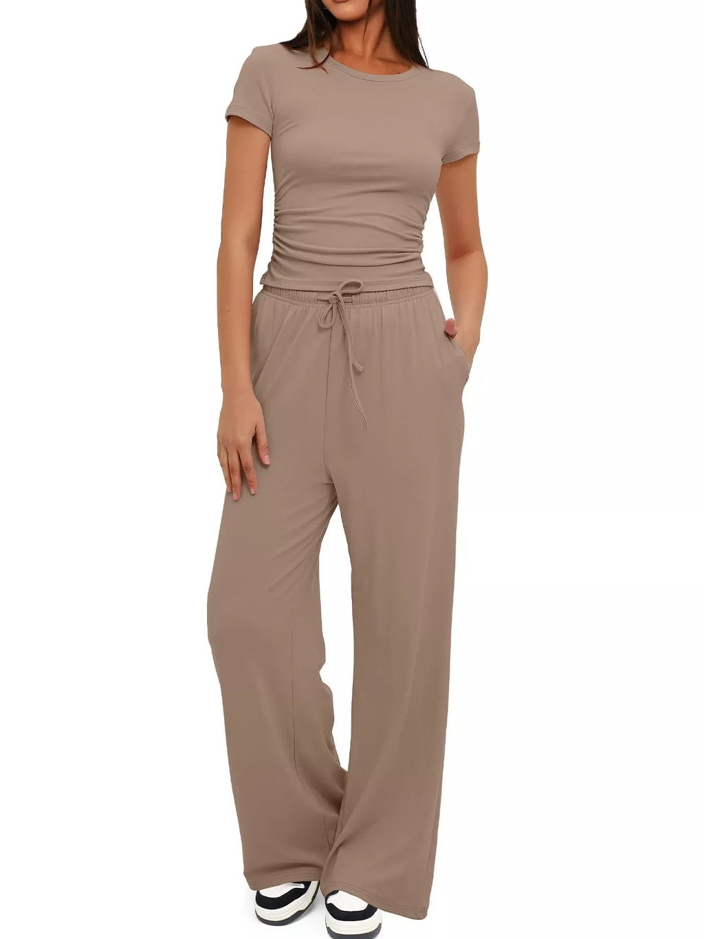 Short Sleeve Top and Drawstring Pants Set