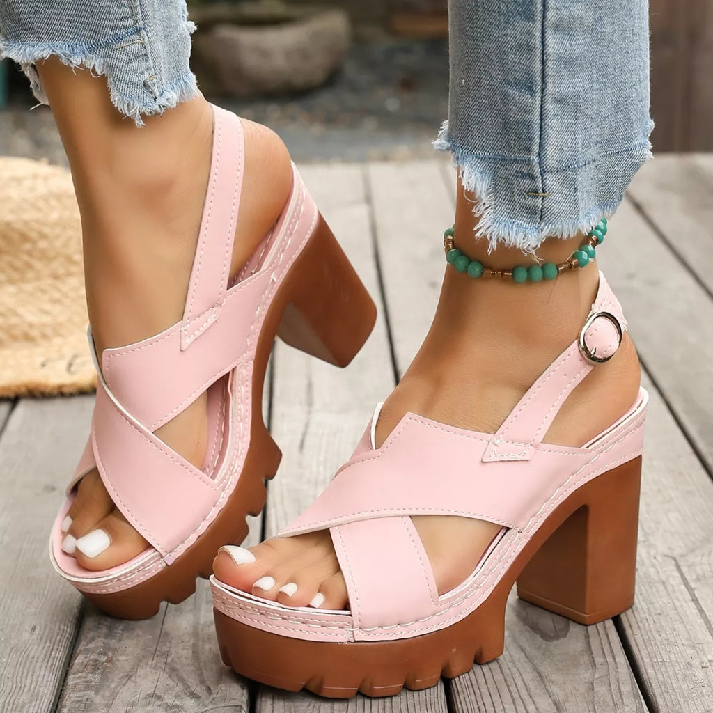 Open Toe Block Heels Sandals