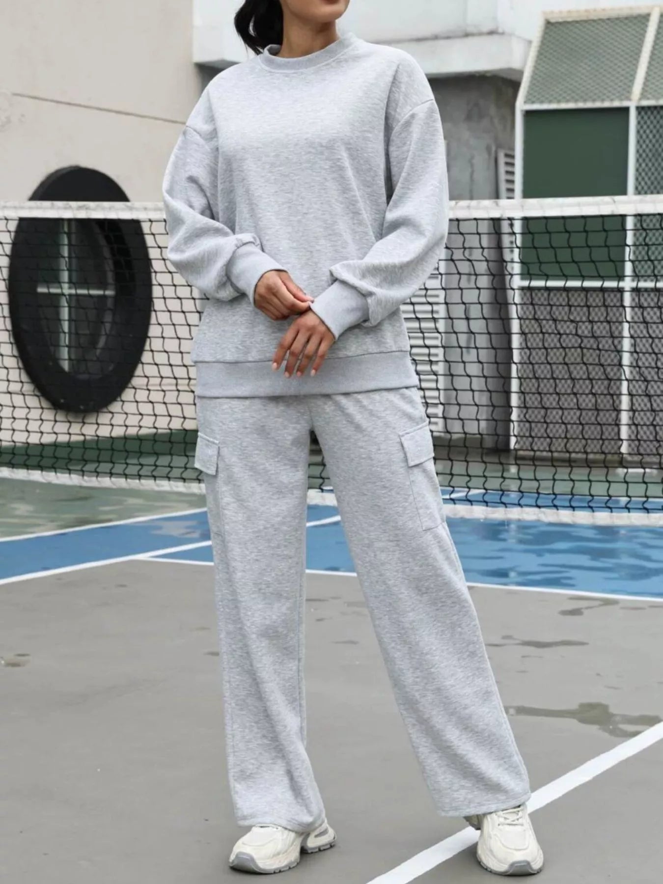 Dropped Shoulder Sweatshirt and Pants Set