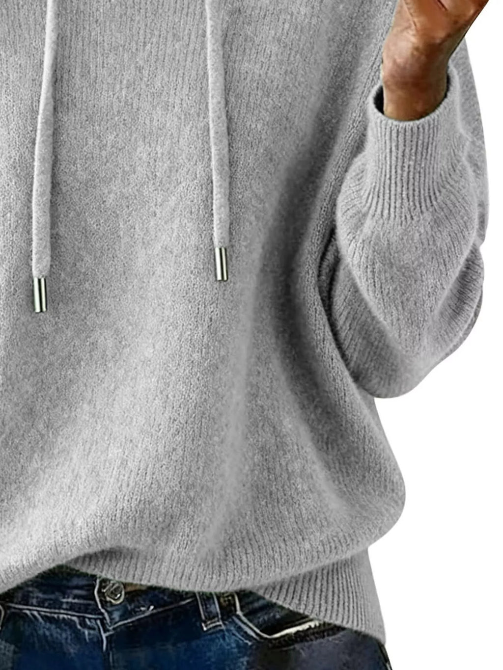 Drawstring Long Sleeve Hooded Sweater