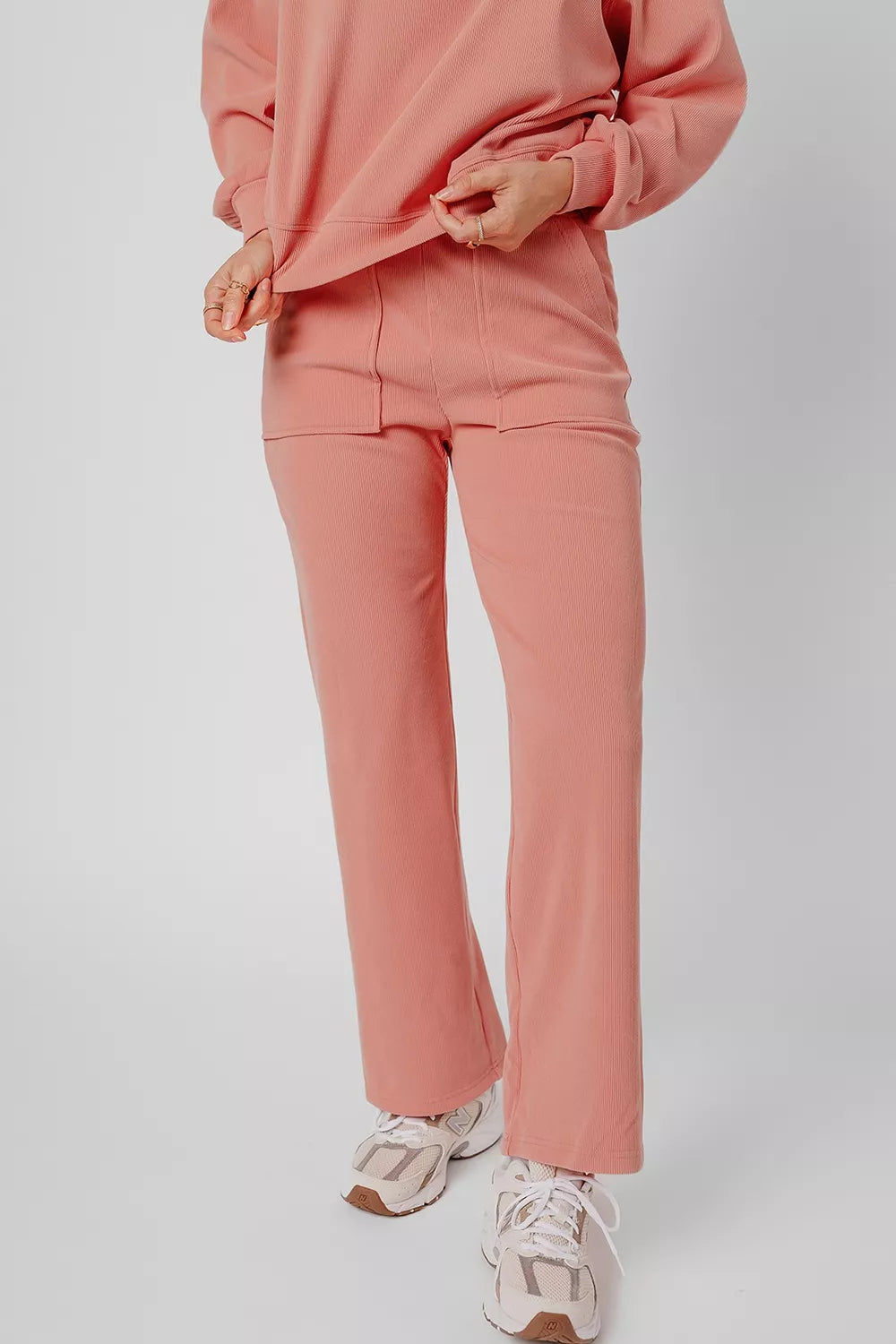 Ribbed Round Neck Top and Pants Set