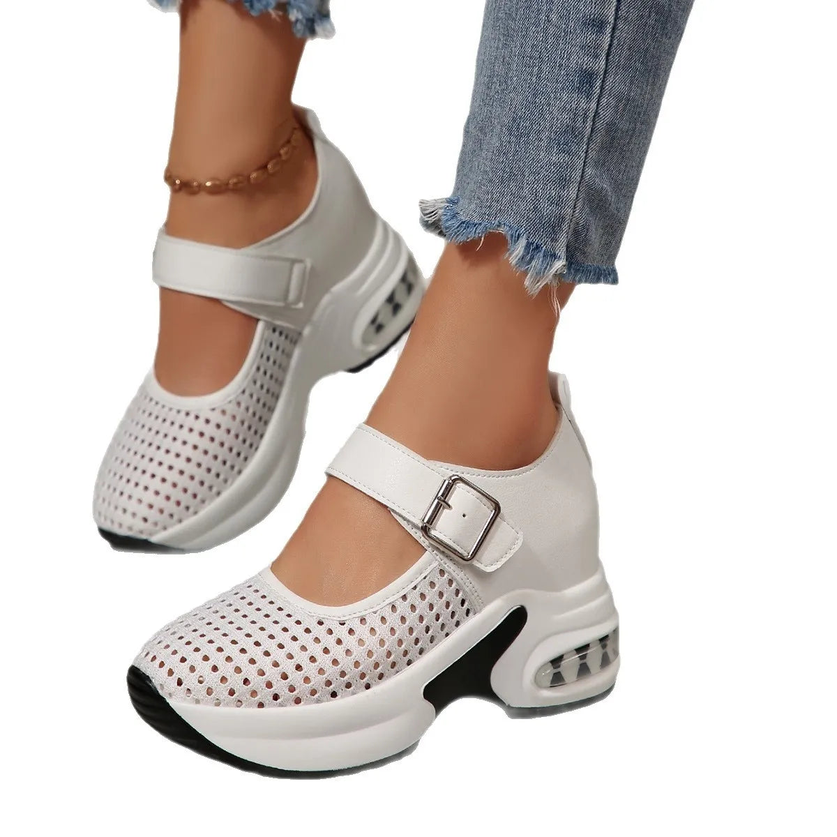 Breathable Mesh Platform Sneakers