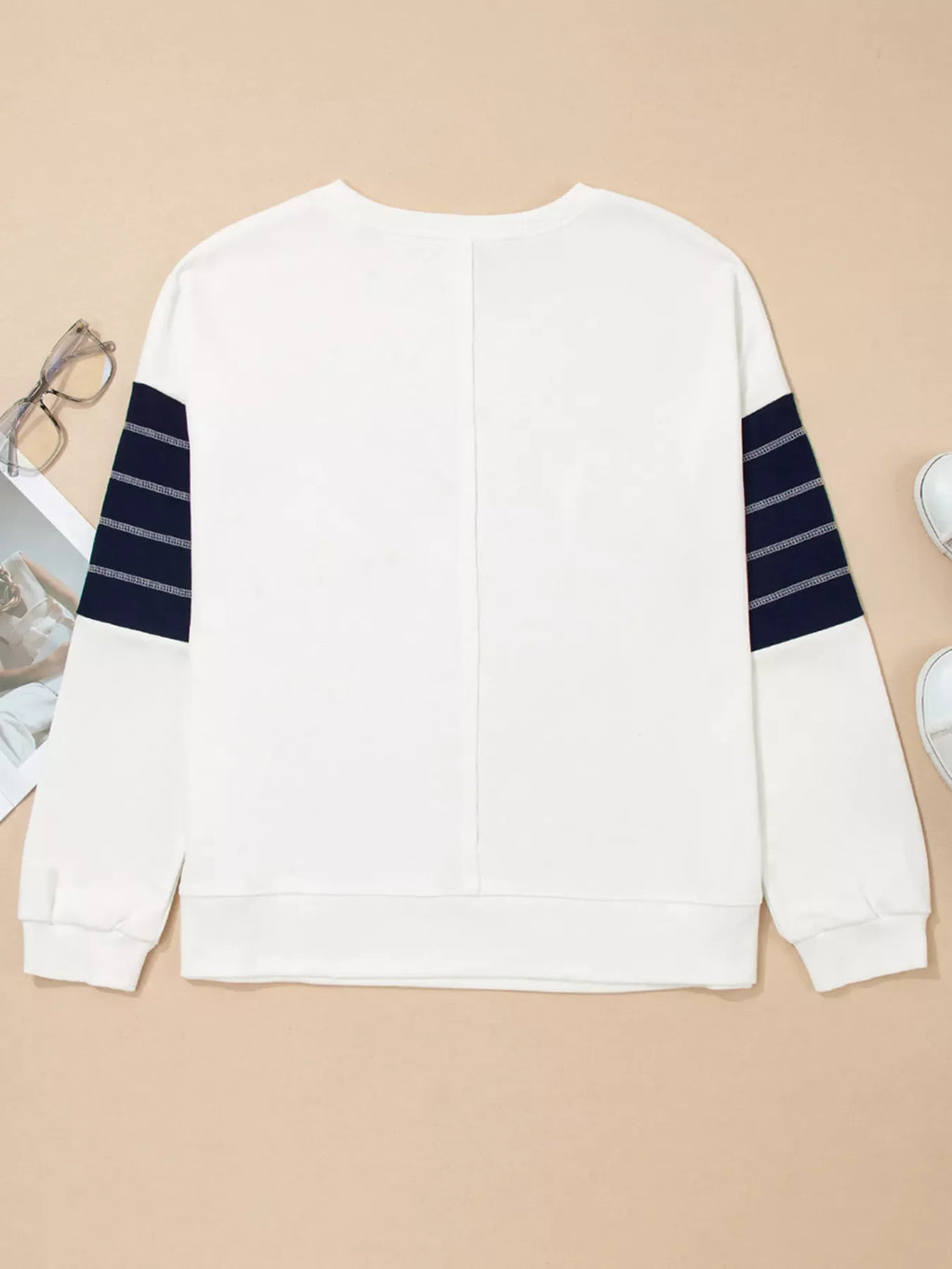 Exposed Seam Detail Color Block Patch Pocket Drop Shoulder Sweatshirt