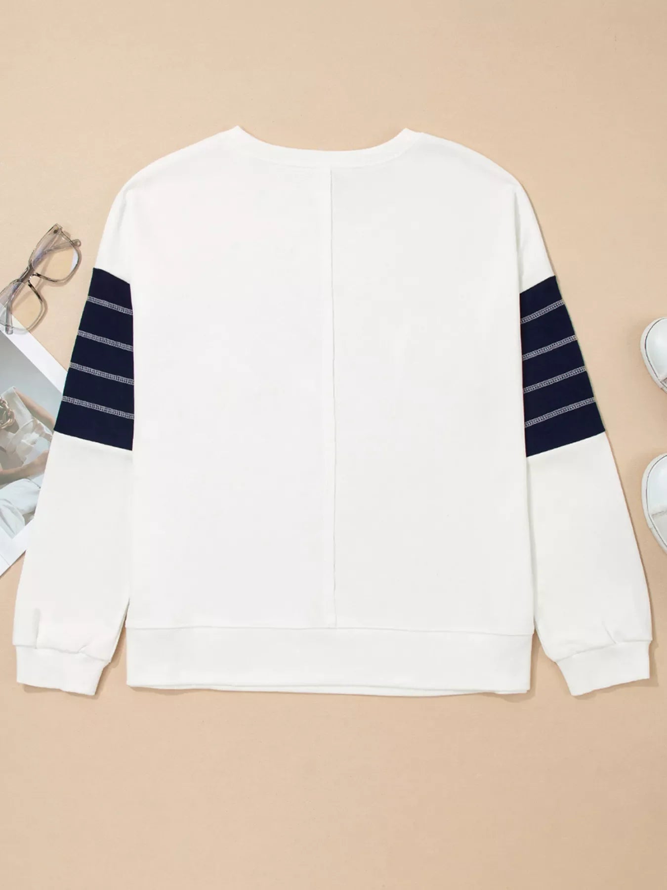Exposed Seam Detail Color Block Patch Pocket Drop Shoulder Sweatshirt