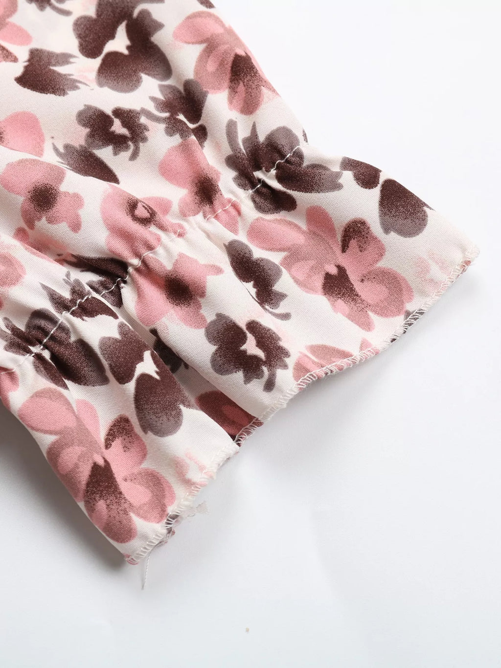 Floral Print Tie Neck Ruffle Blouse