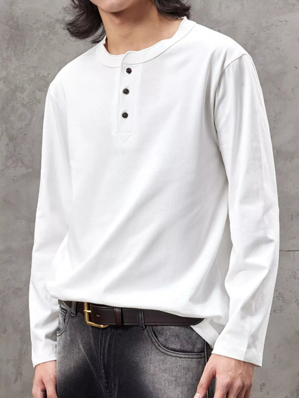 Men's Plus Size Casual Henley Long Sleeve T-Shirt