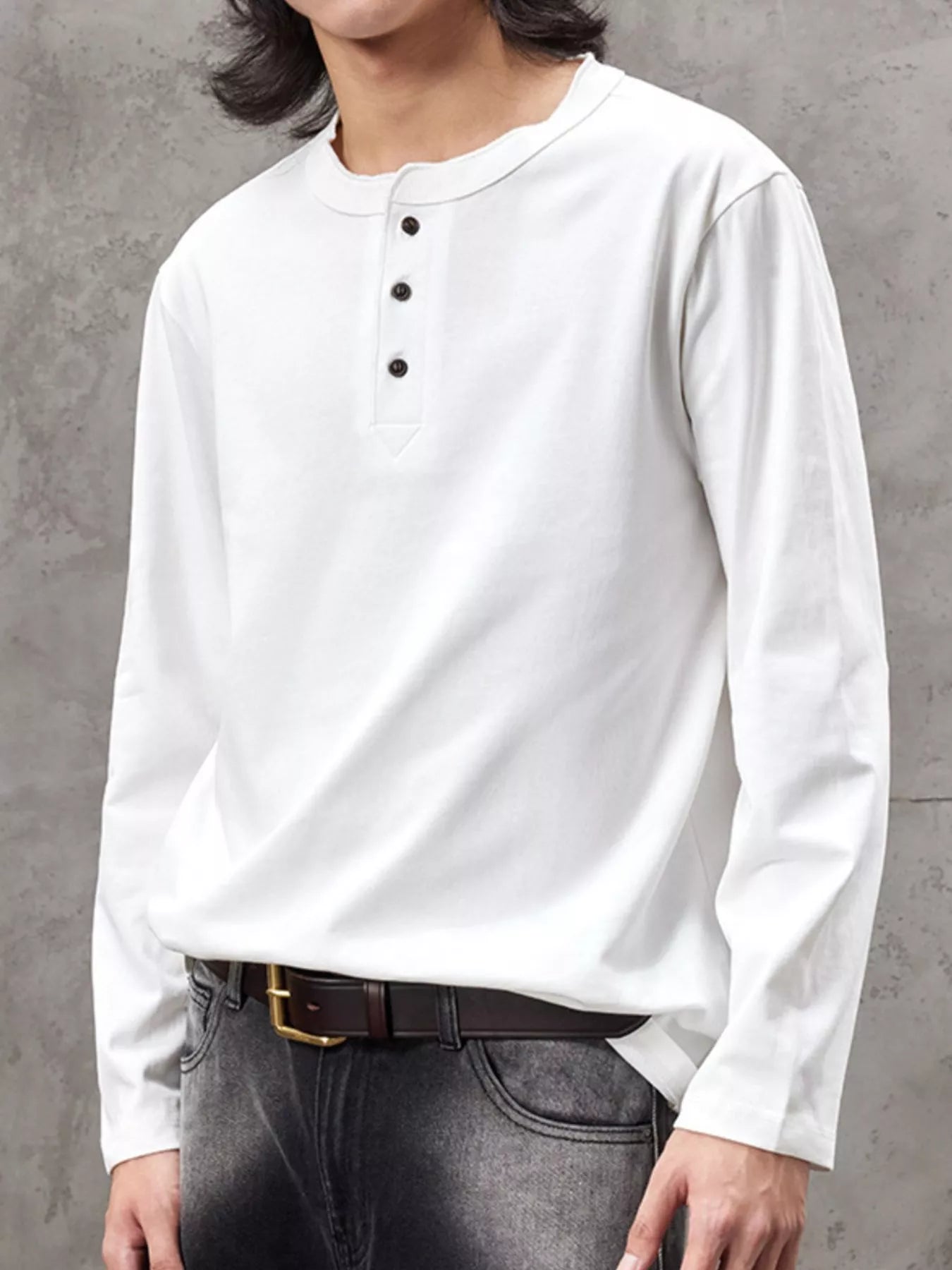 Men's Plus Size Casual Henley Long Sleeve T-Shirt