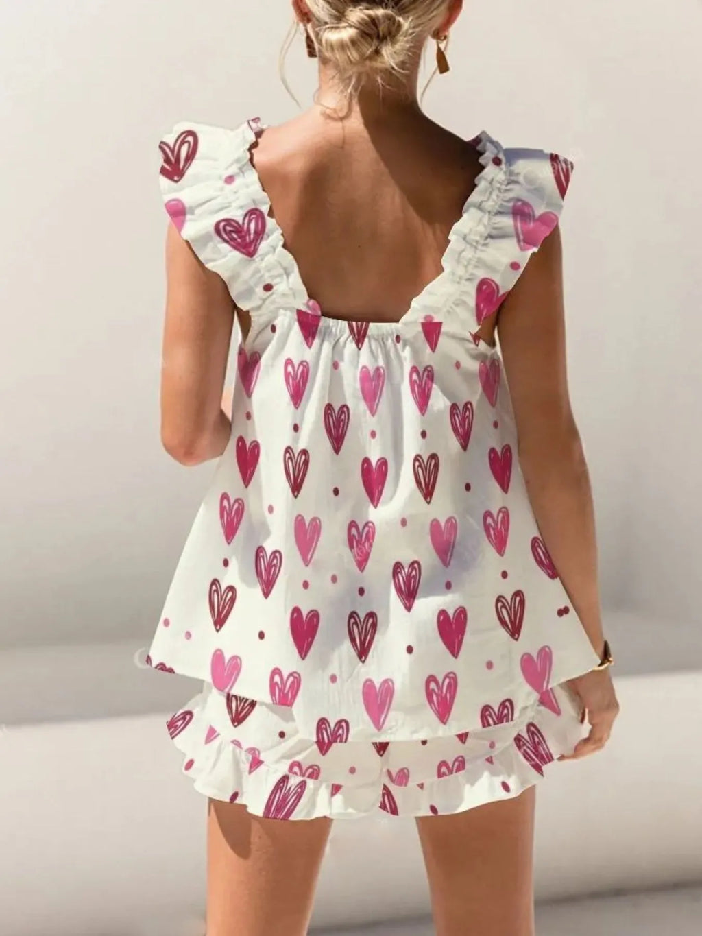 Ruffled Striped Tank and Shorts Set