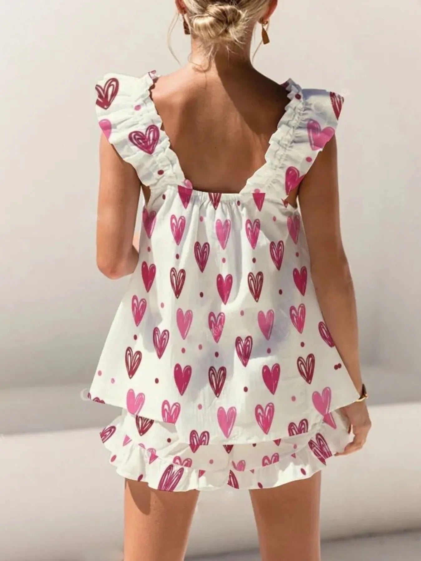Ruffled Striped Tank and Shorts Set