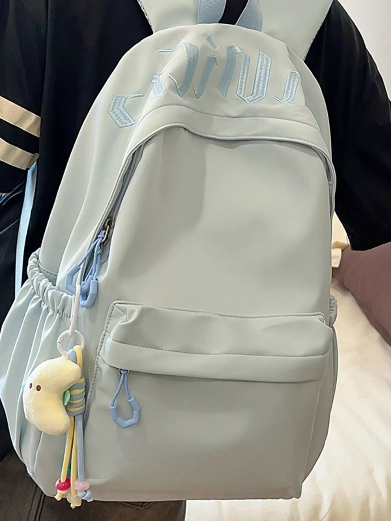 Embroidered Letter Backpack Bag