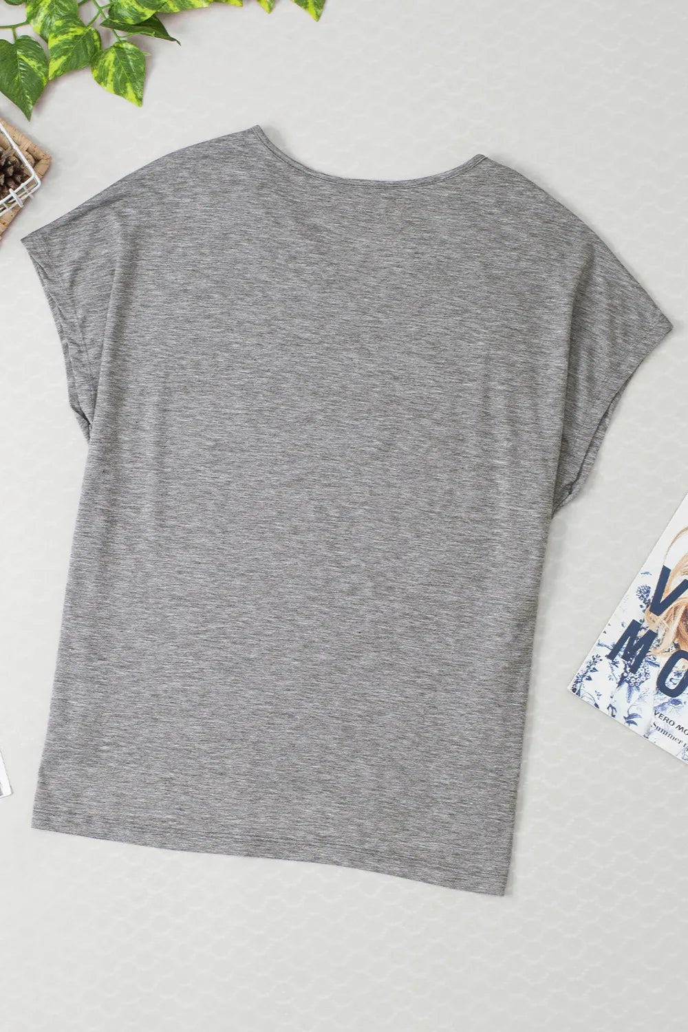 Heathered V-Neck Short Sleeve T-Shirt