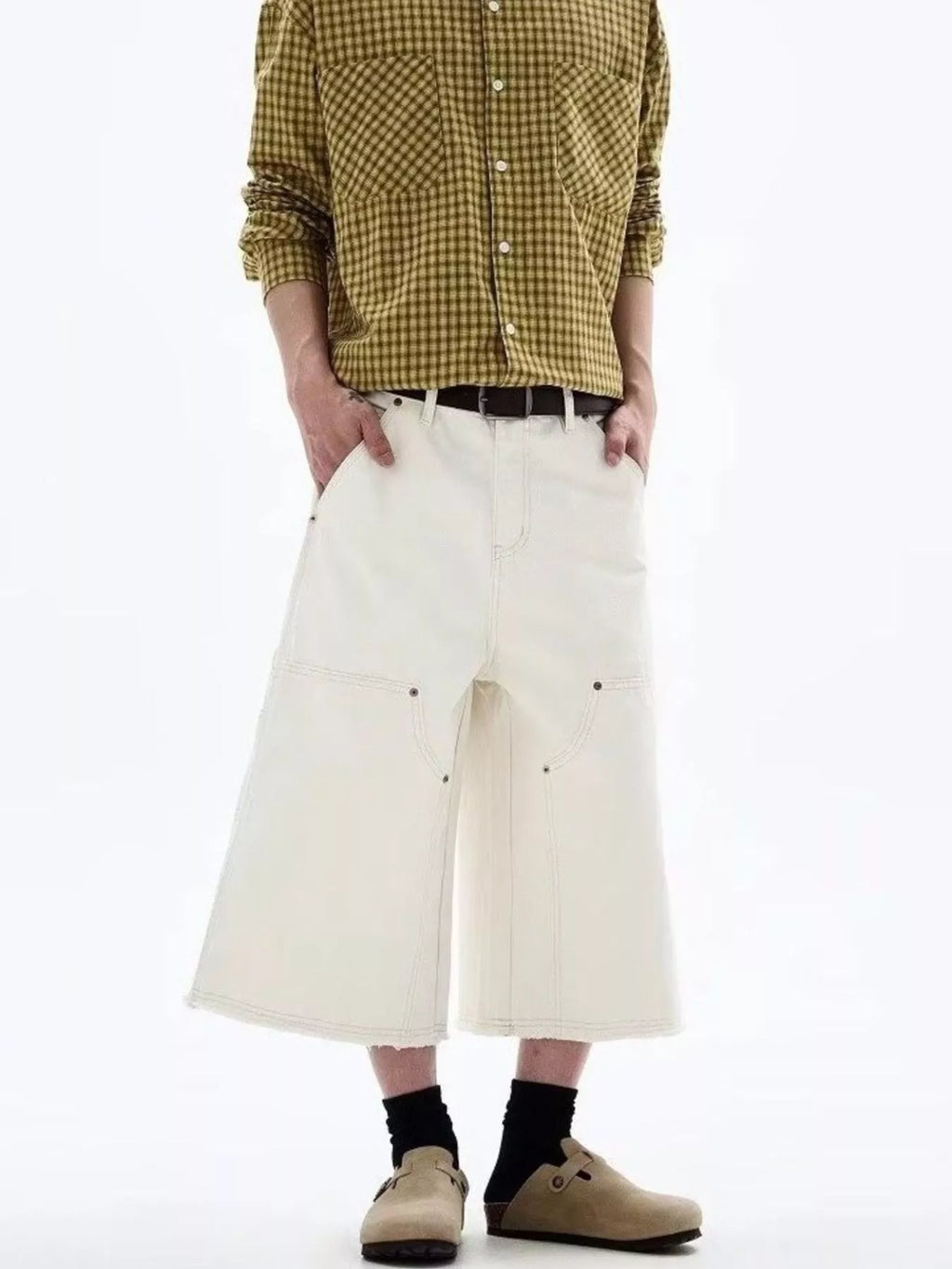 Men's Plus Size Wide Leg Cropped Jeans