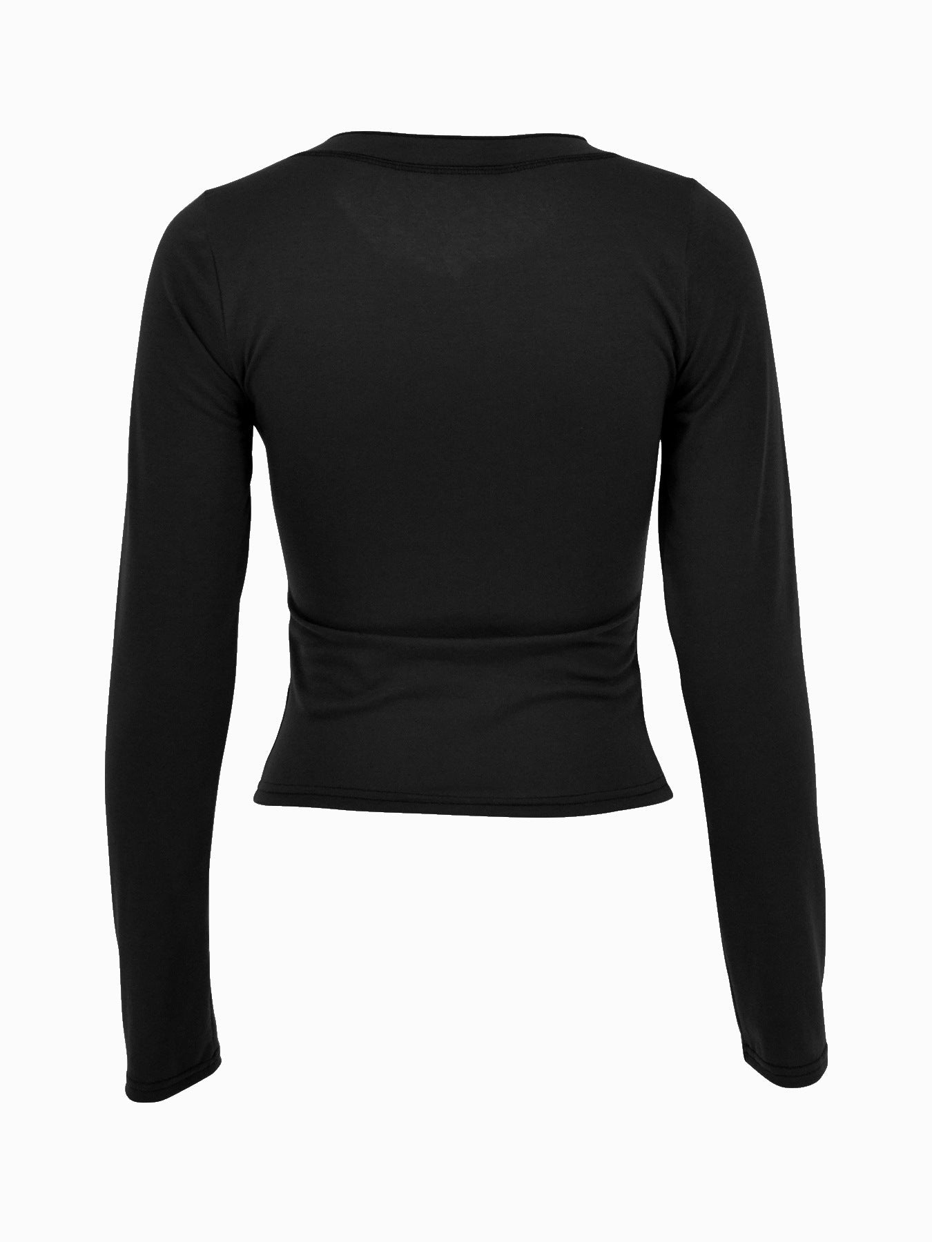 Letter Graphic Button Detail Long Sleeve T-Shirt