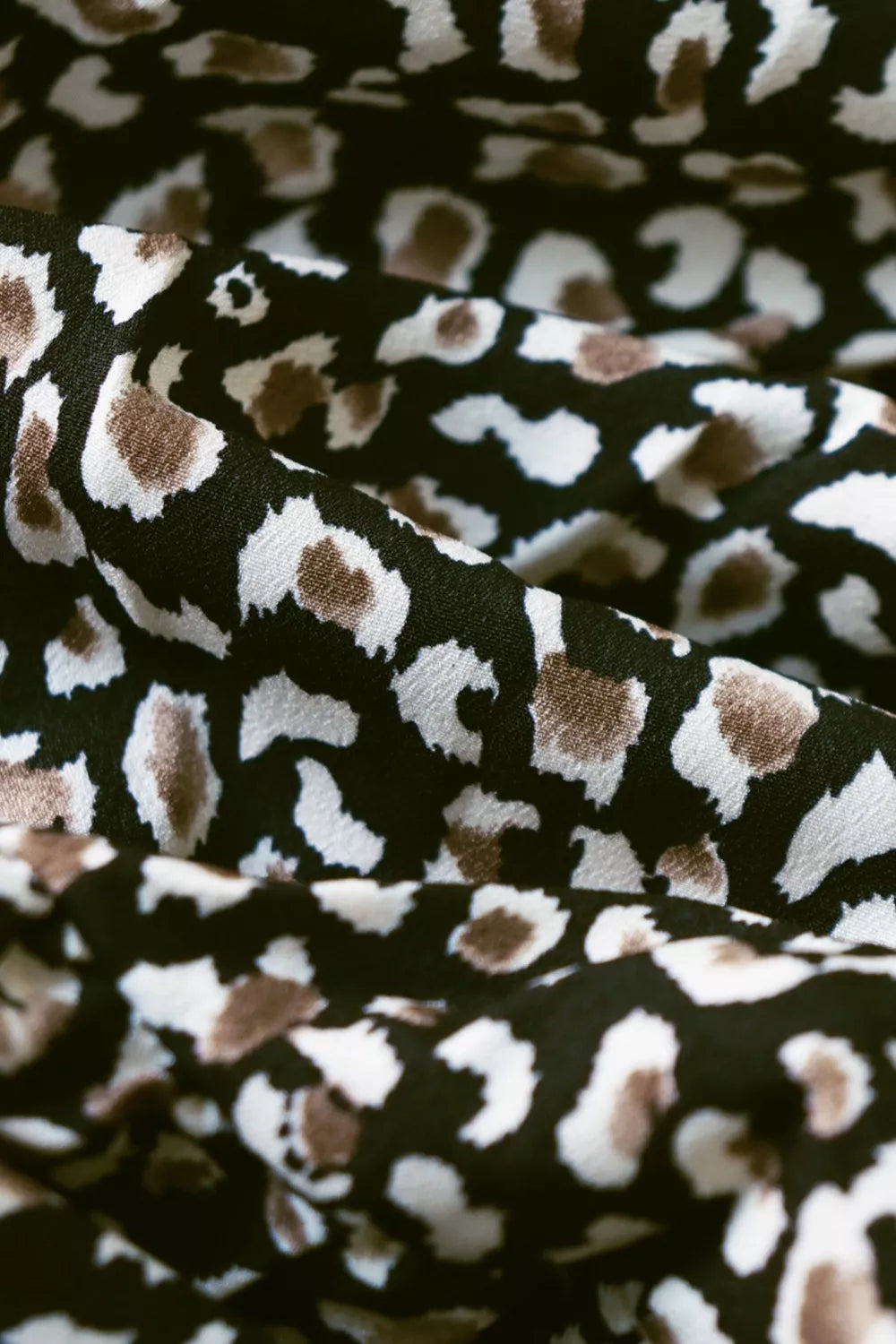 Leopard Notched Balloon Sleeve Dress