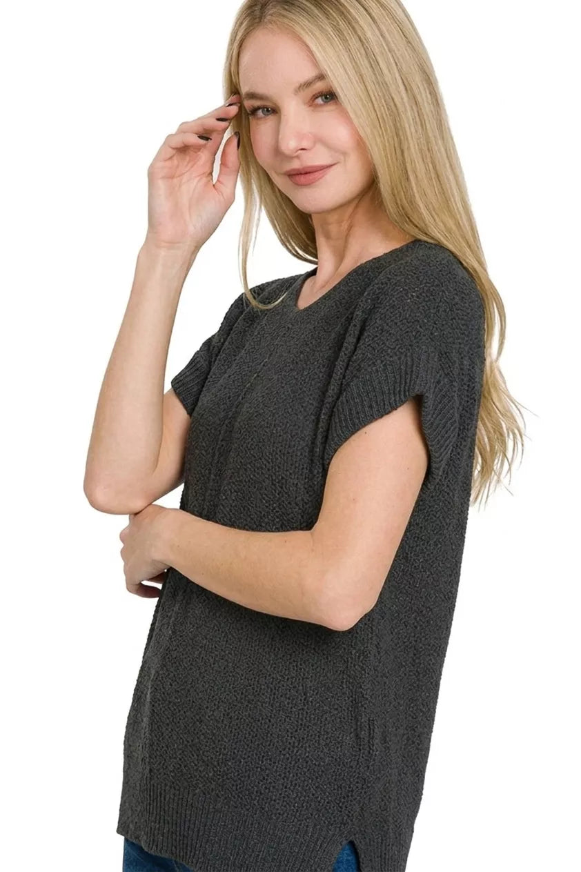 Zenana Center Seam Short Sleeve Sweater