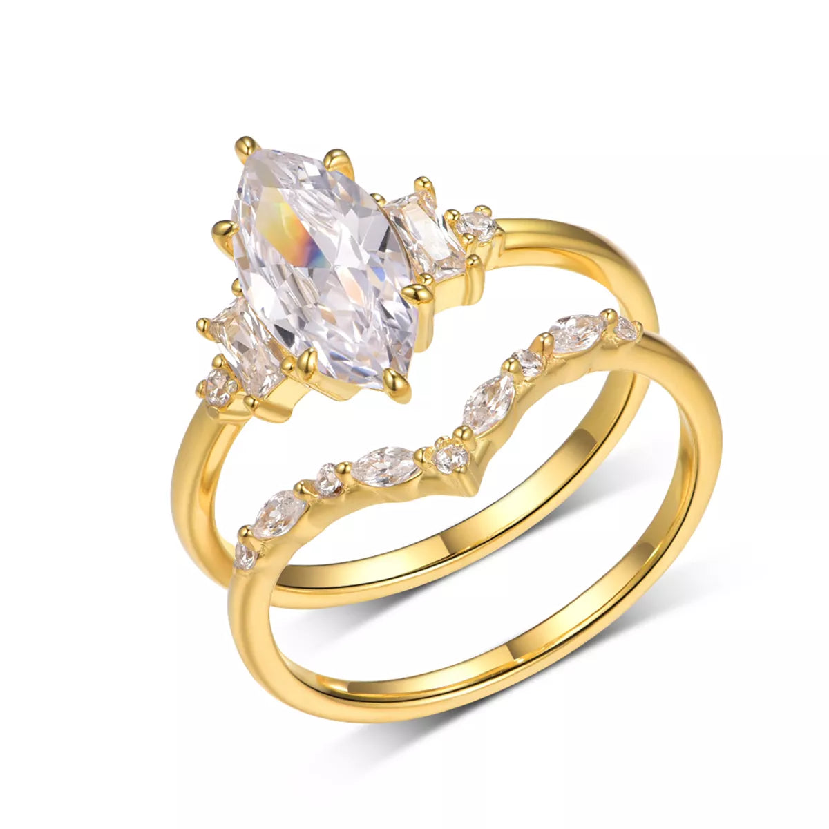 2 Carat Moissanite 925 Sterling Silver 2 Piece Ring