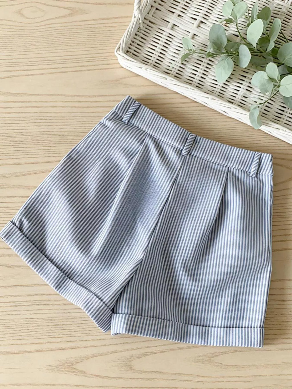 Striped Rolled Hem Shorts