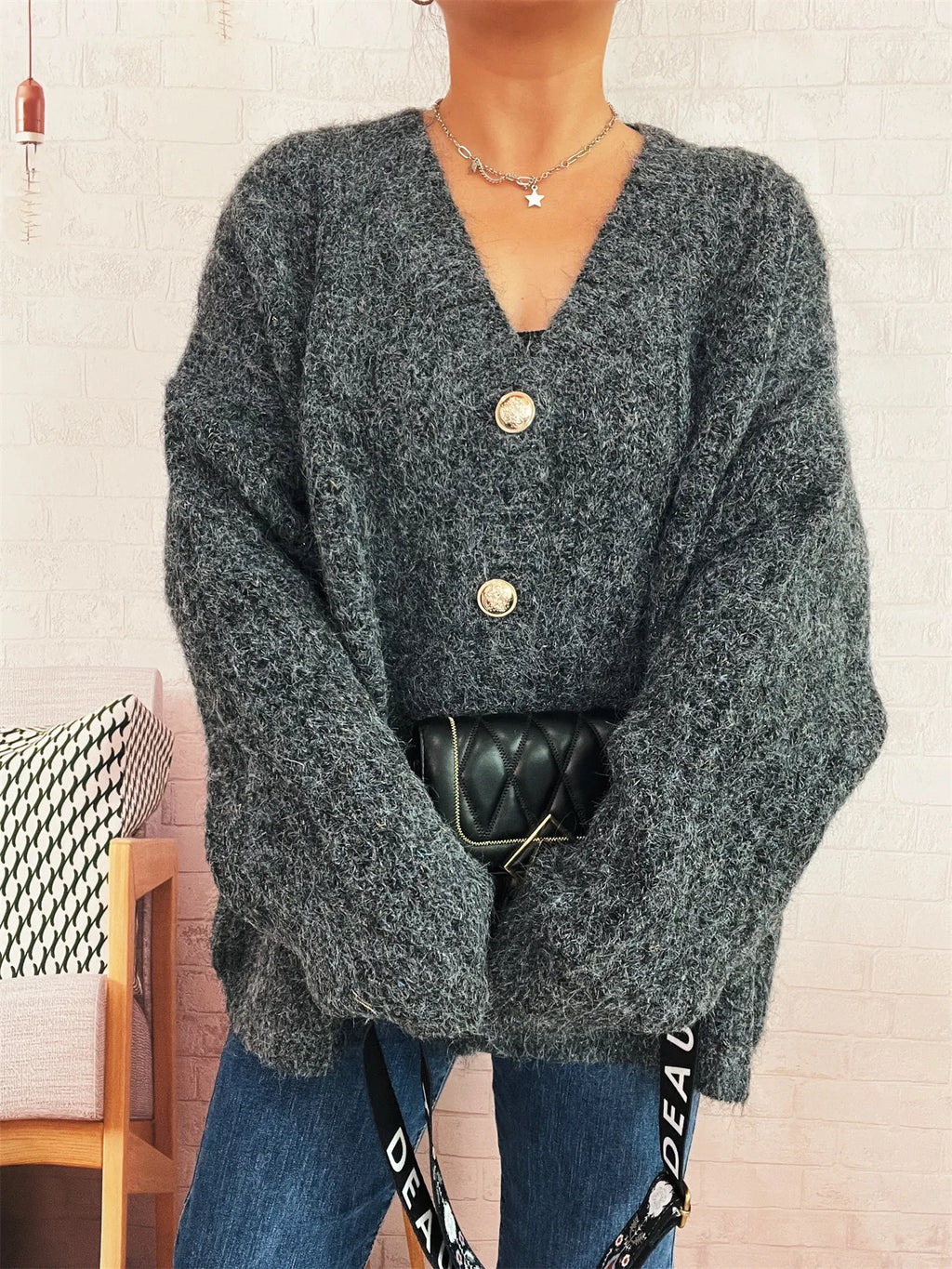 Cable Knit Button-Up Cardigan