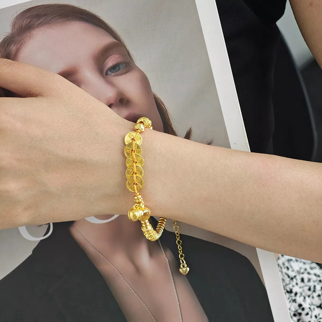 18K Gold-Plated Zinc Alloy Coin Bracelet