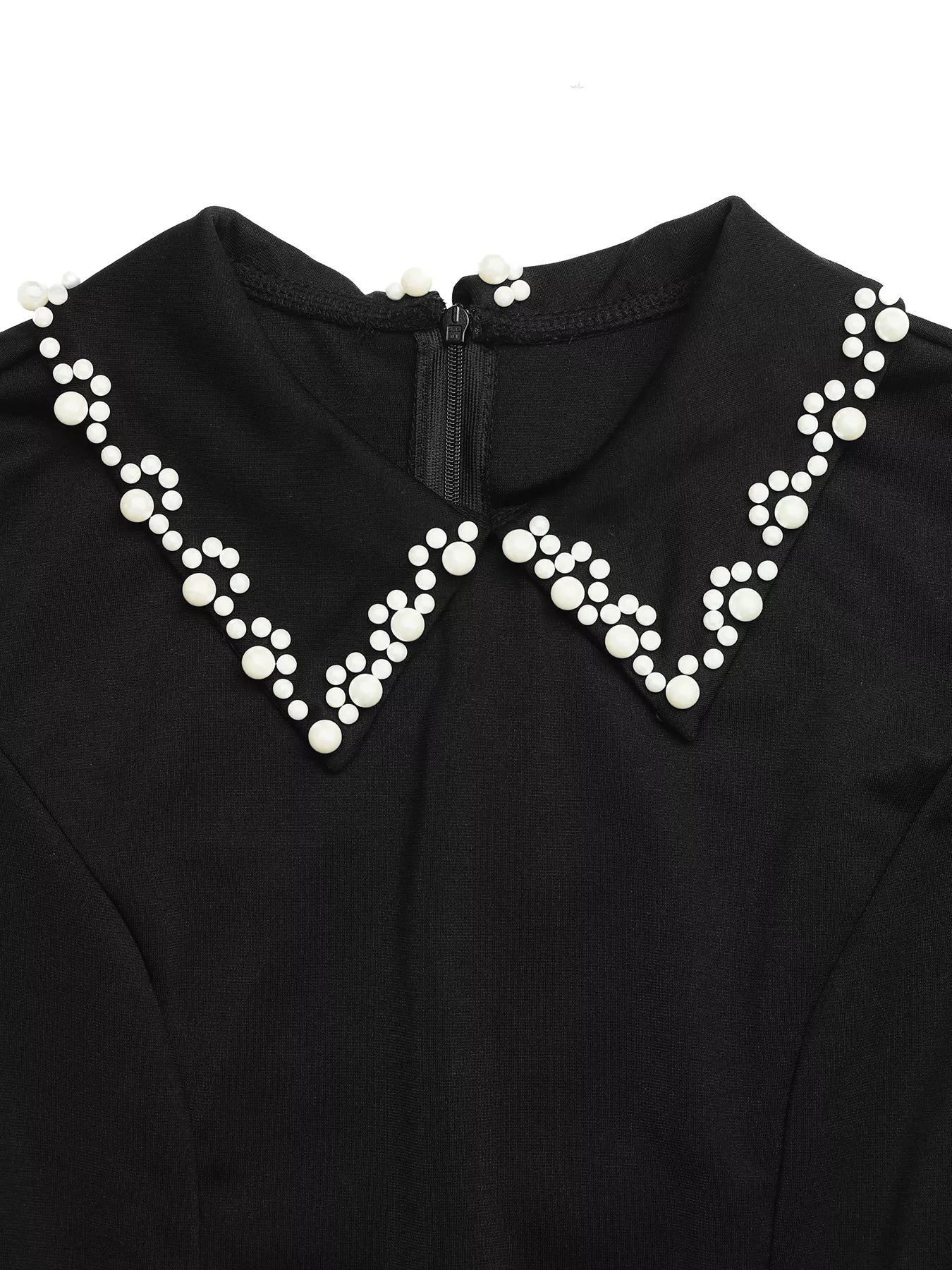 Bead Collar Short Sleeve Mini Dress