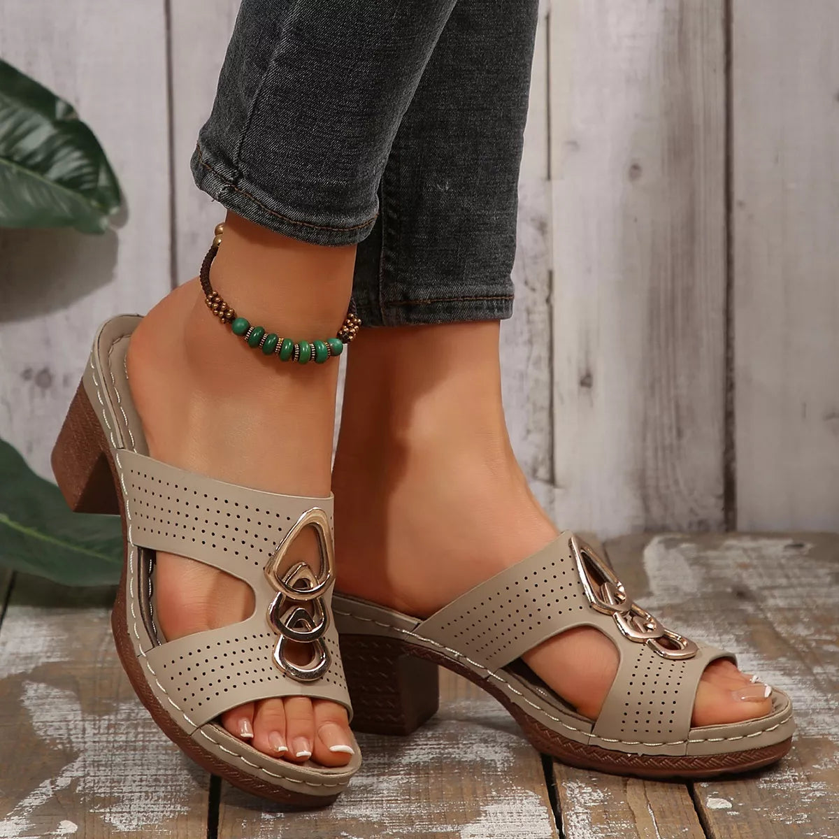 Open Toe Block Heel Sandals