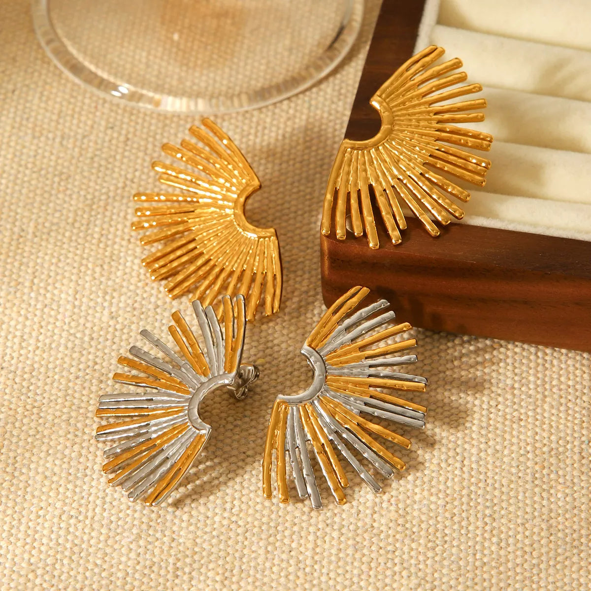Stainless Steel Fan-Shaped Earrings