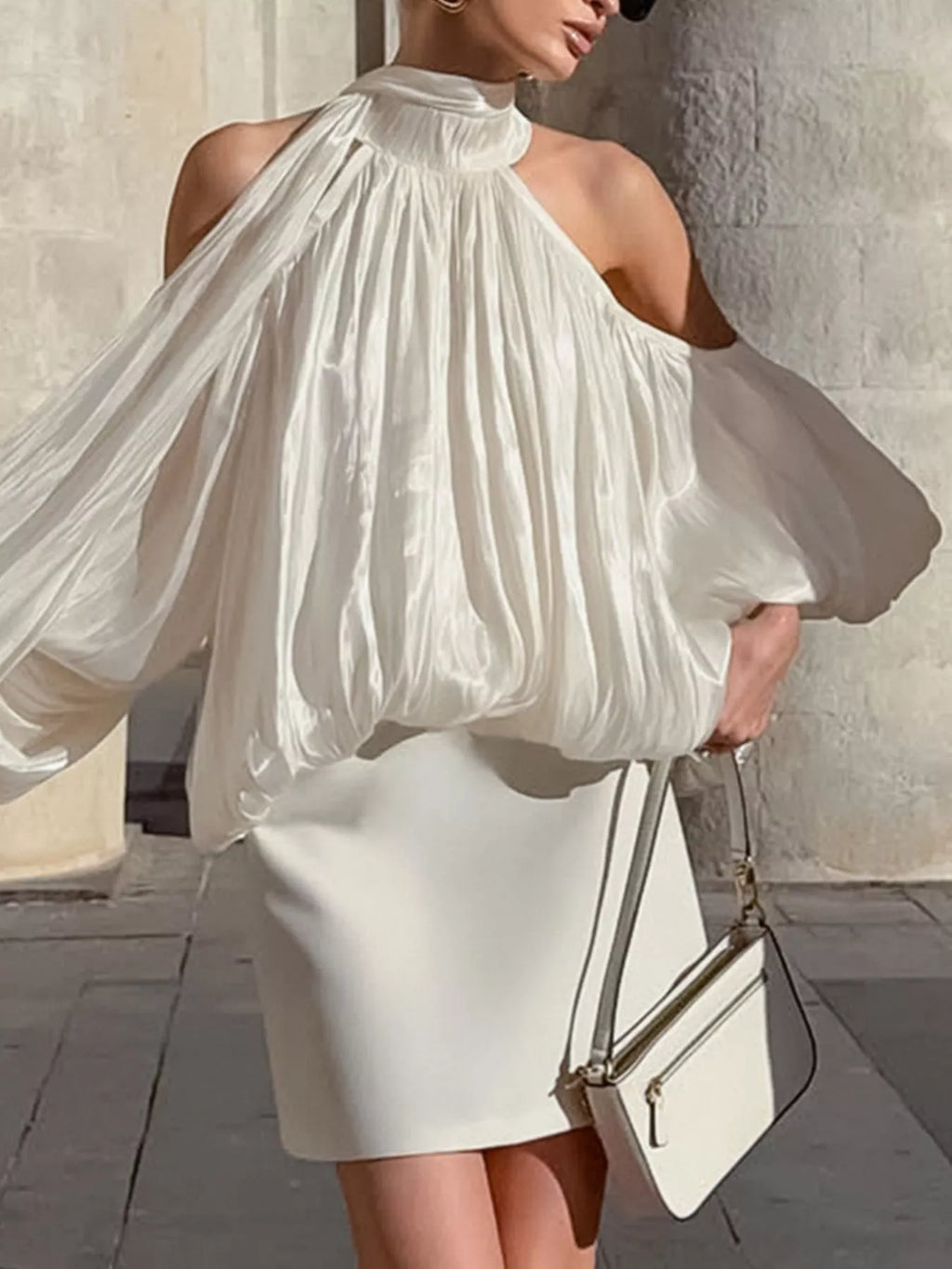 Cold Shoulder Long Sleeve Blouse