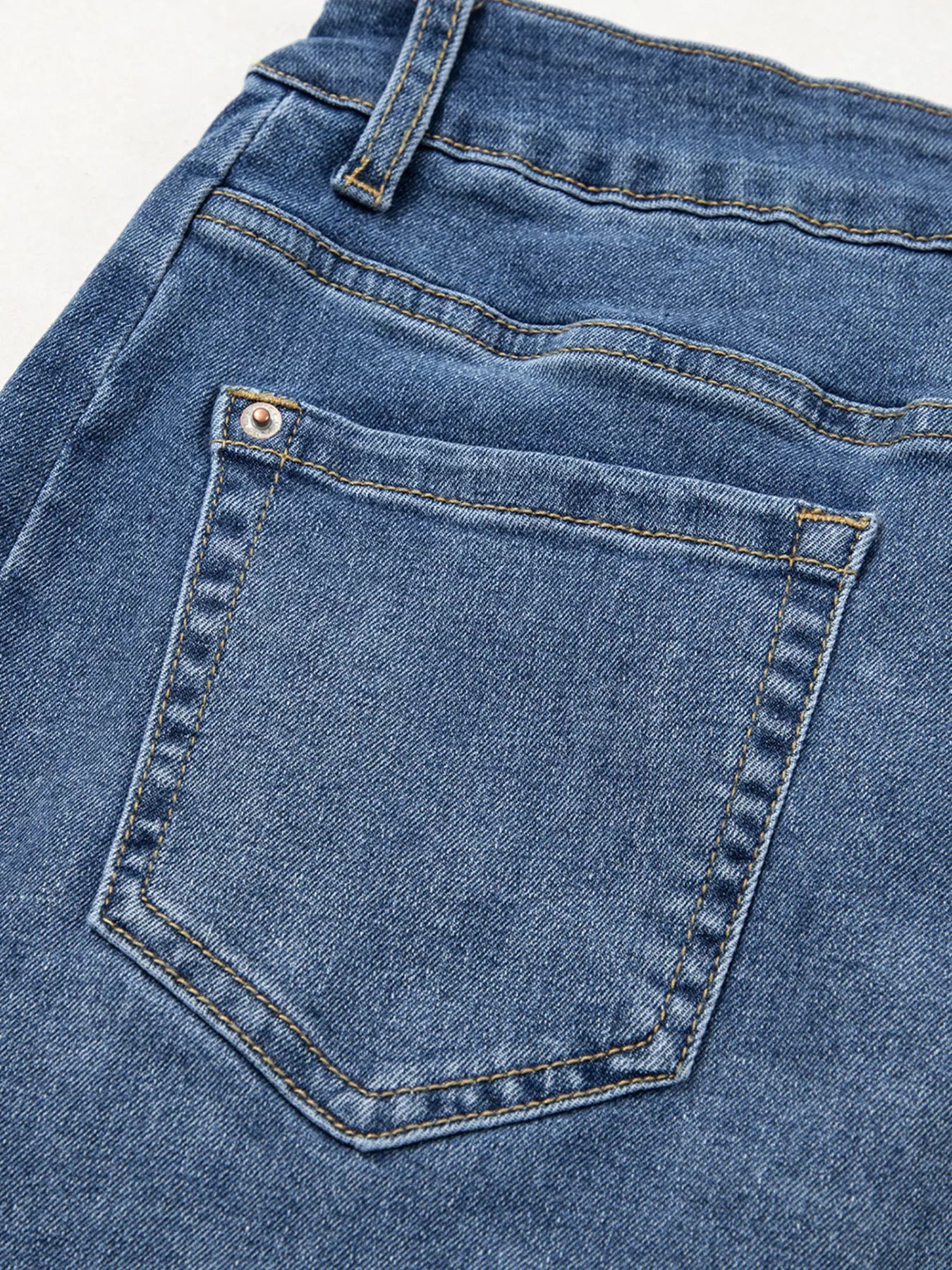 Stitched Raw Hem Wide Leg Loose Jeans