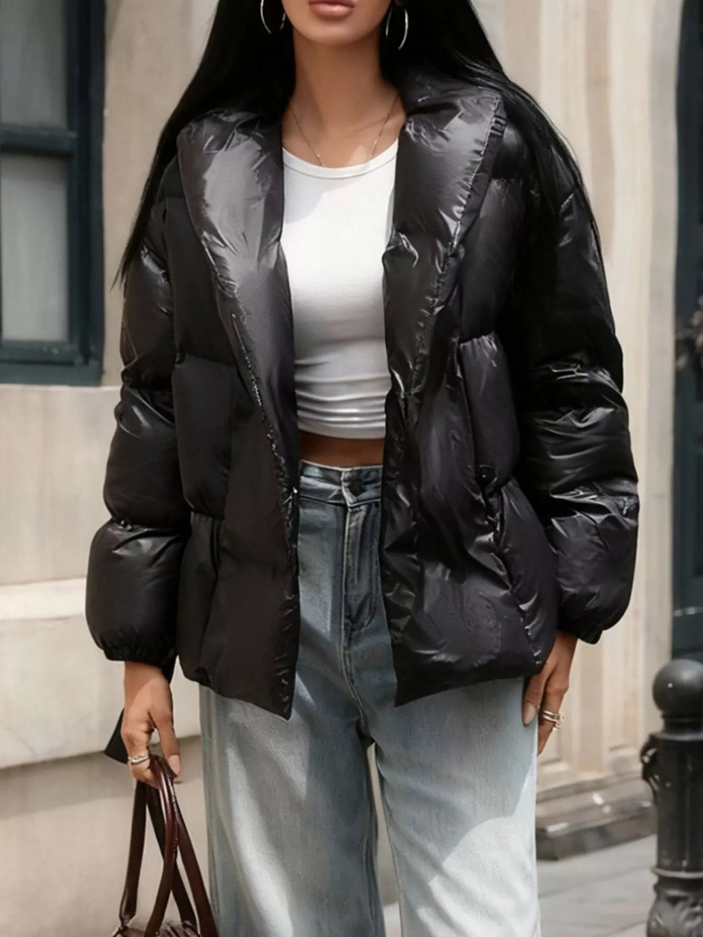Long Sleeve Belted Puffer Jacket