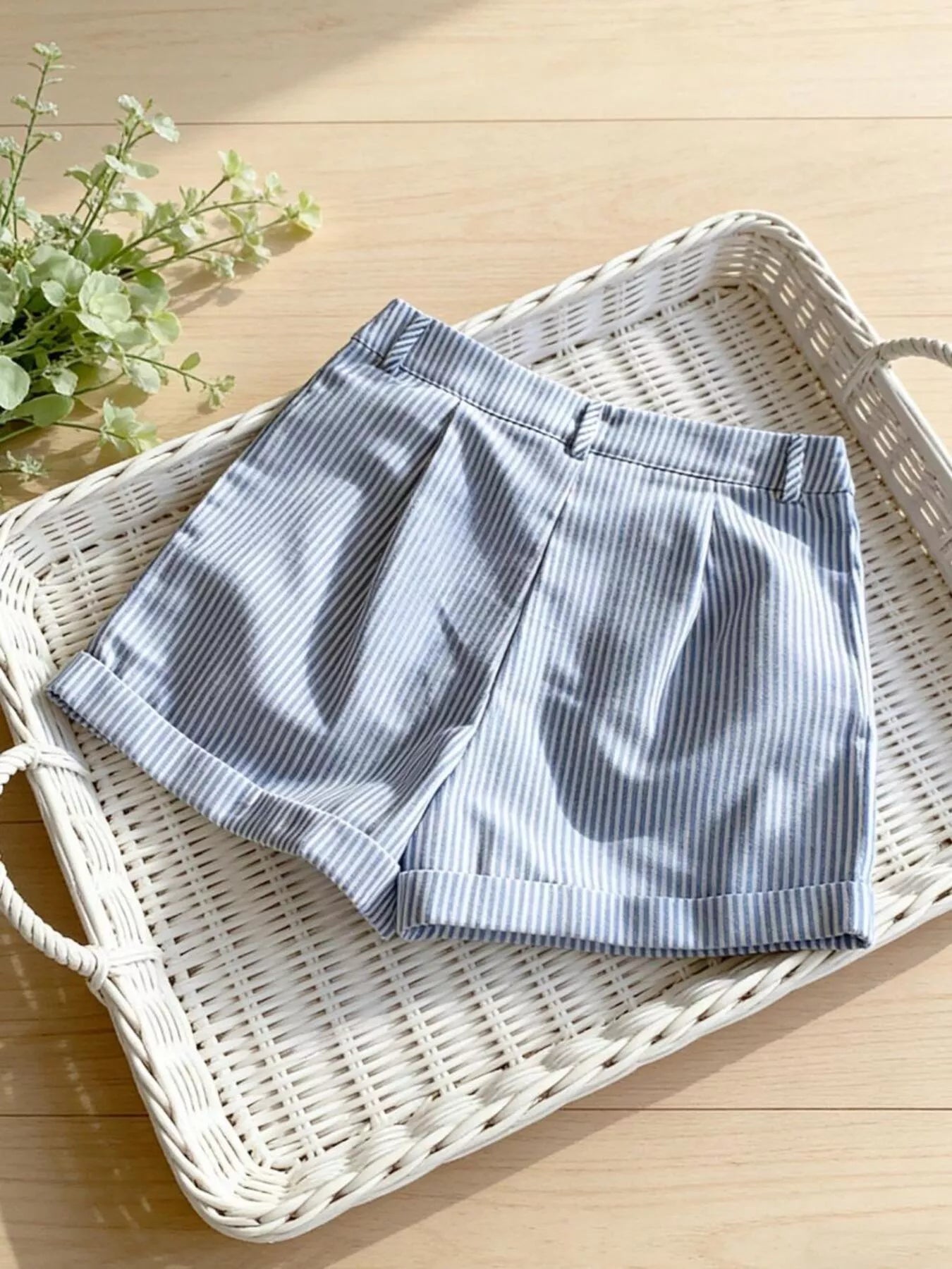Striped Rolled Hem Shorts