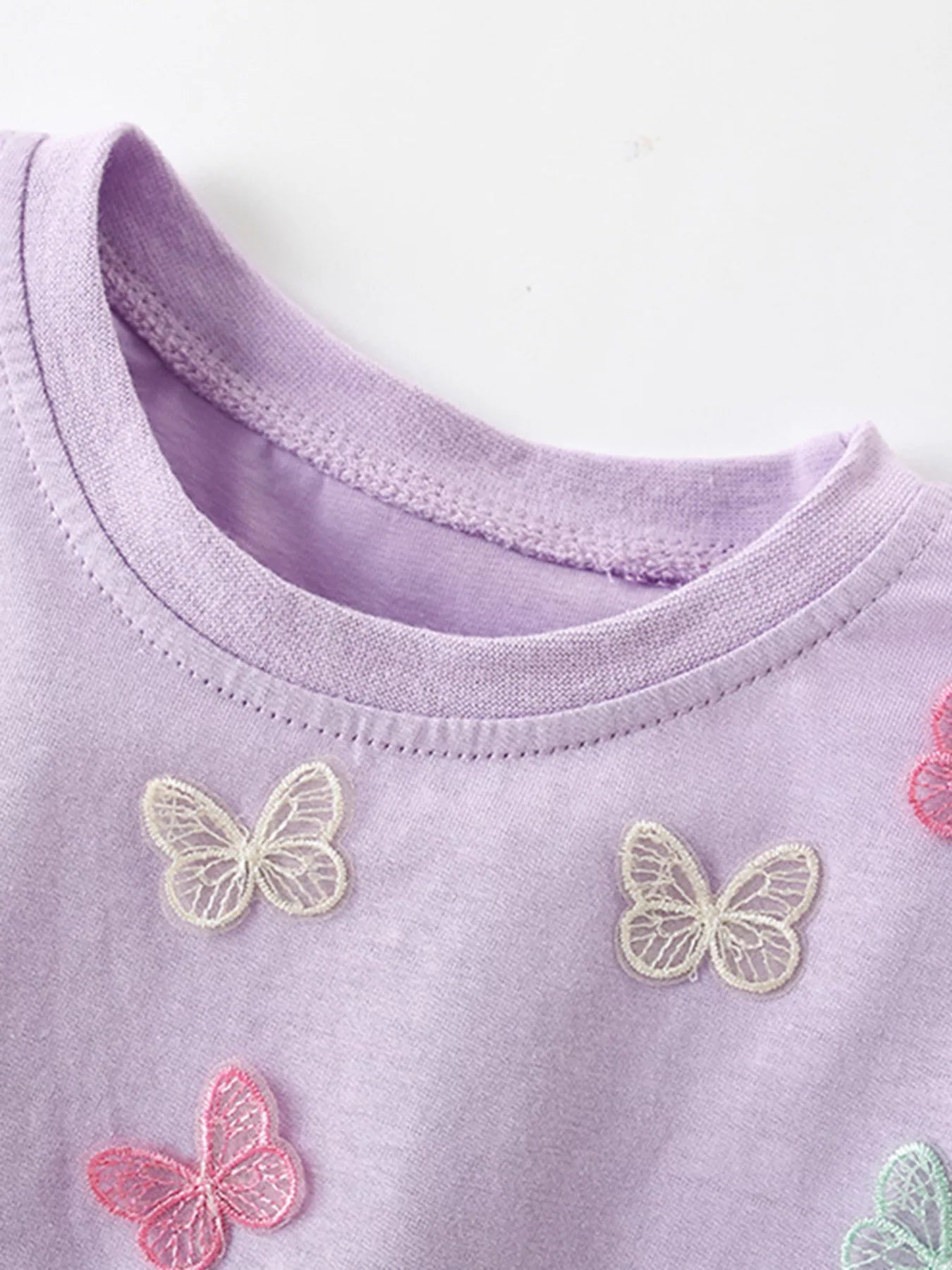 Children's Butterfly Applique Crew Neck T-Shirt