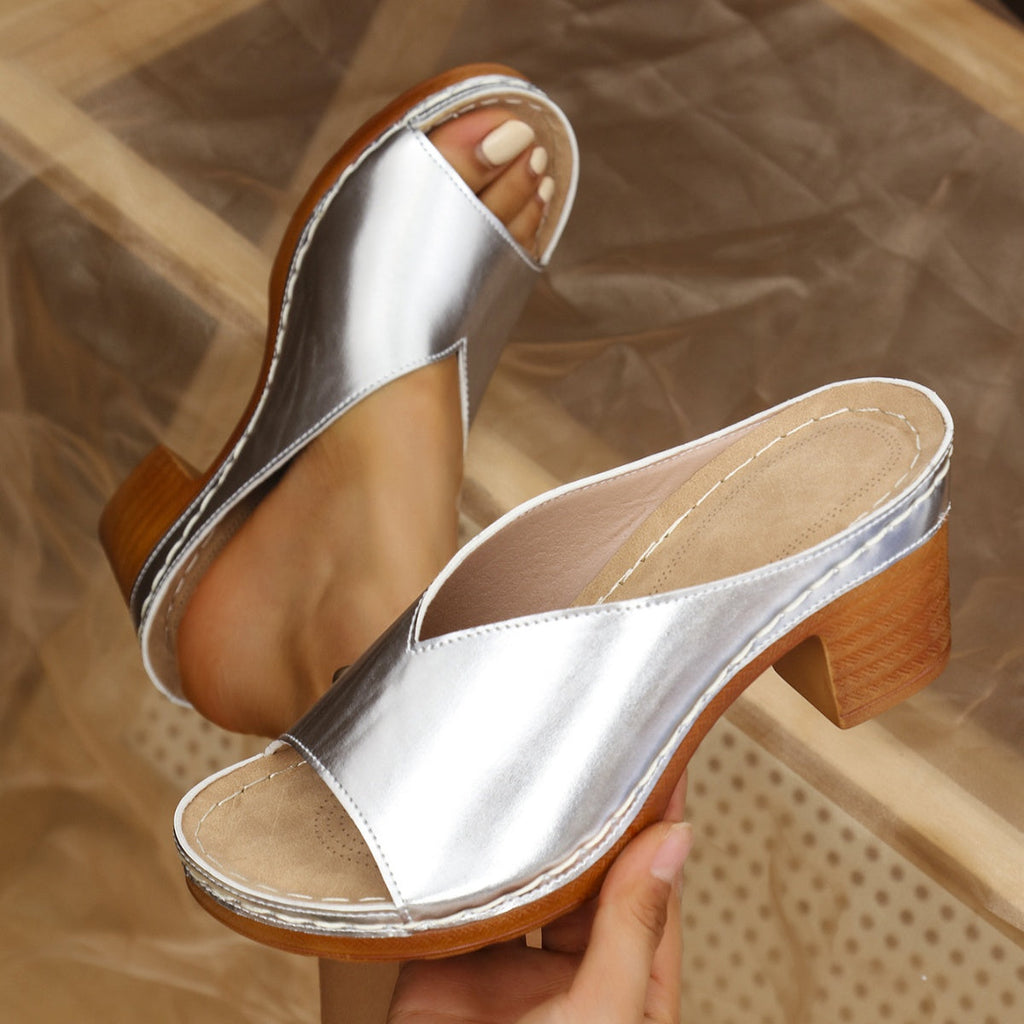 Open Toe Block Heel Sandals