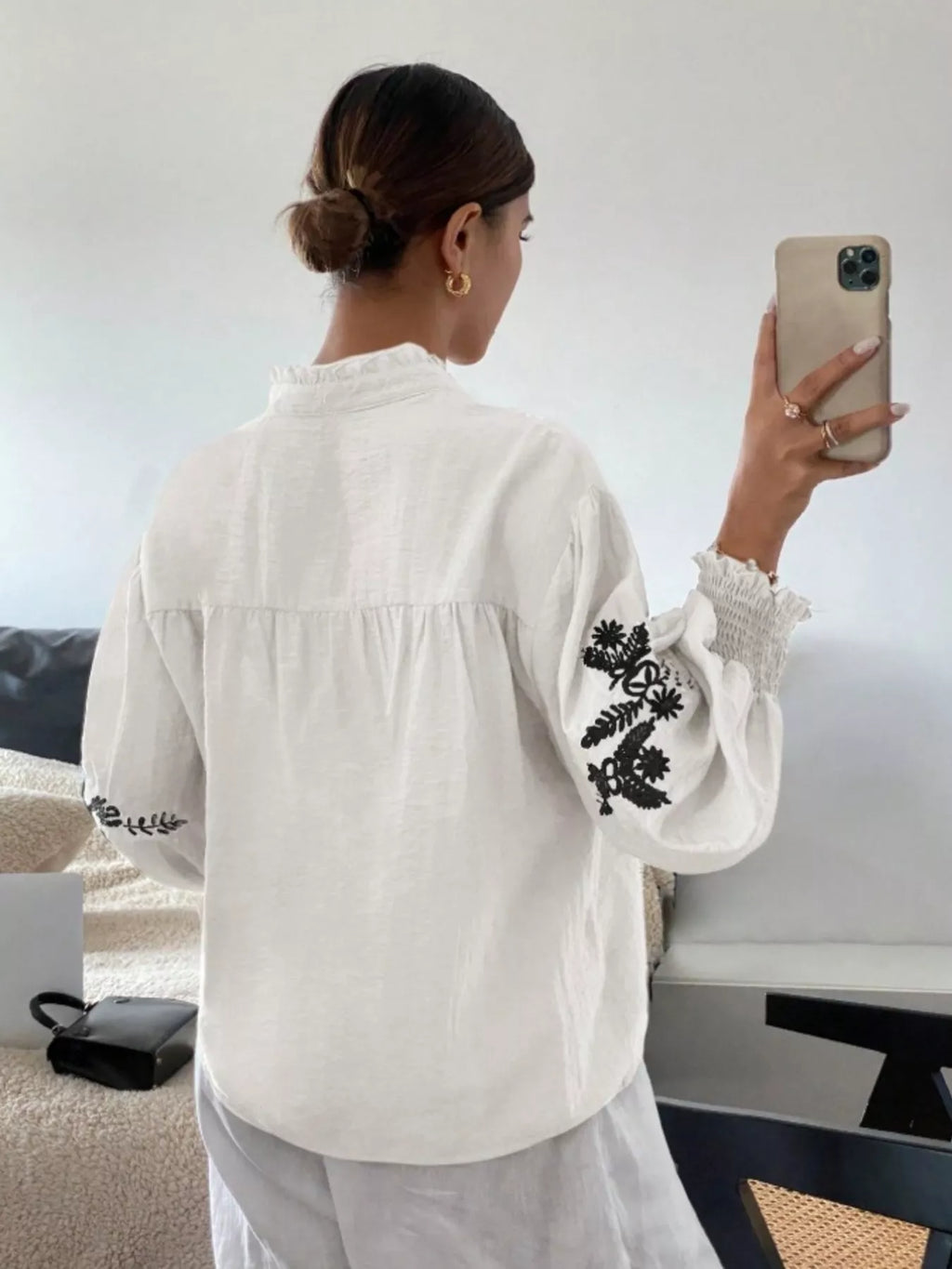 Embroidered Long Sleeve Blouse