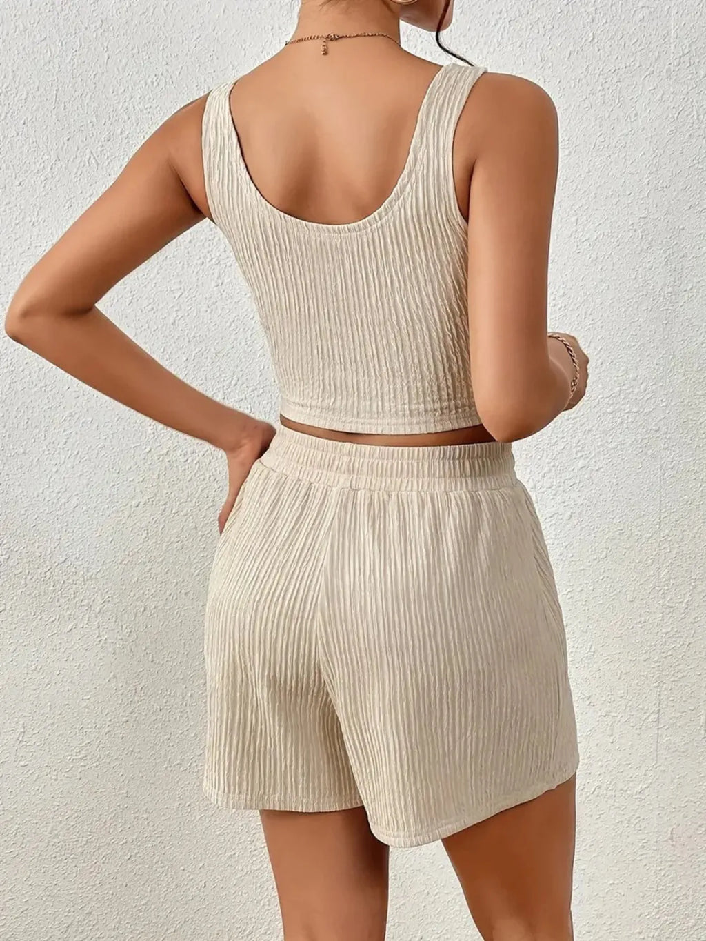 Scoop Neck Top and Shorts Set