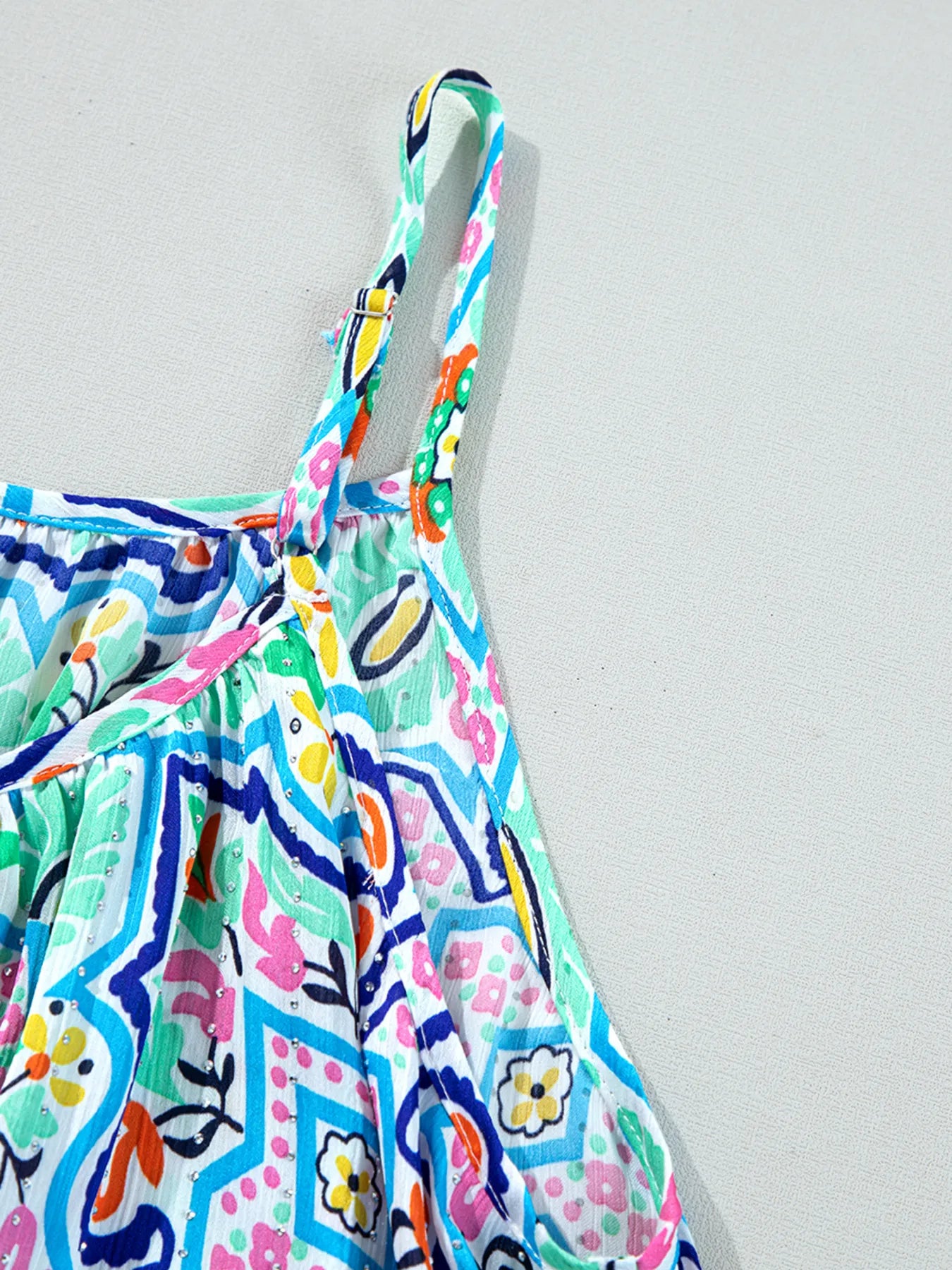 Rhinestone Floral Printed Cami Top