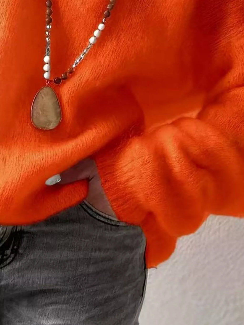 V-Neck Dropped Shoulder Sweater