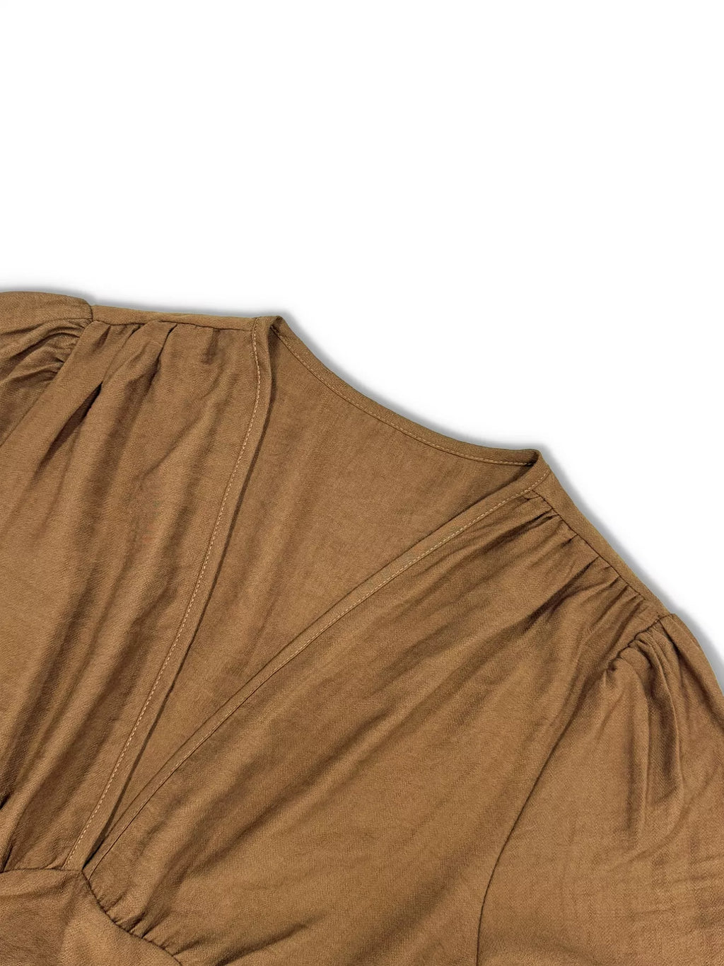 V-Neck Long Sleeve Ruffle Hem Dress