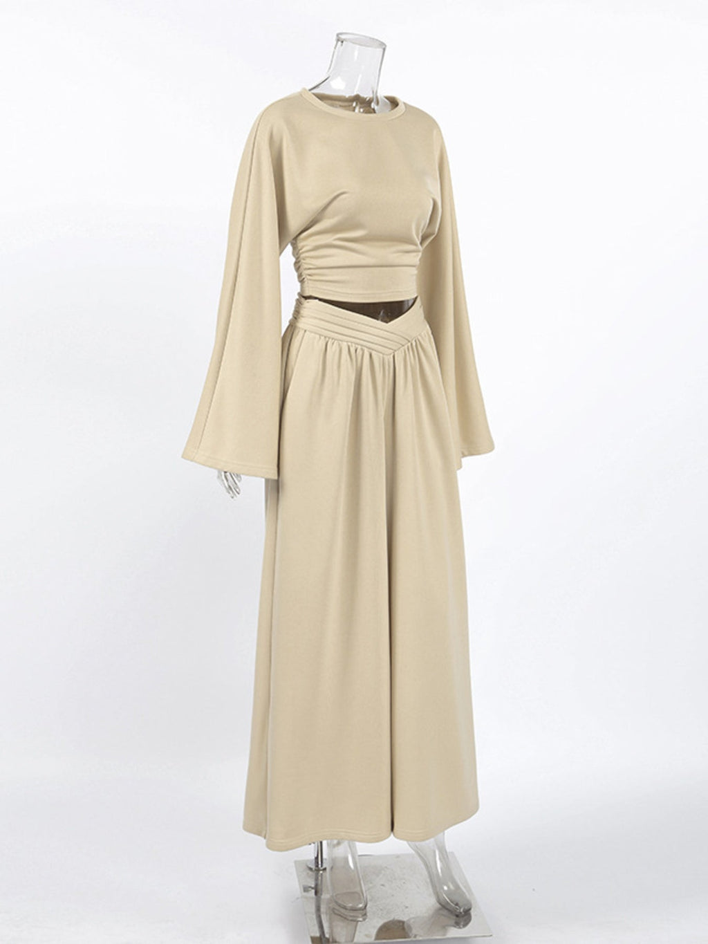 Round Neck Top and Wide Leg Pants Set