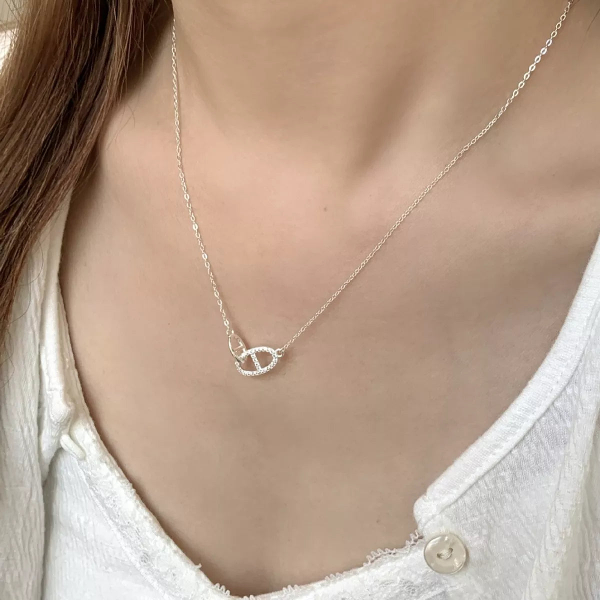 925 Sterling Silver Zircon Geometric Necklace