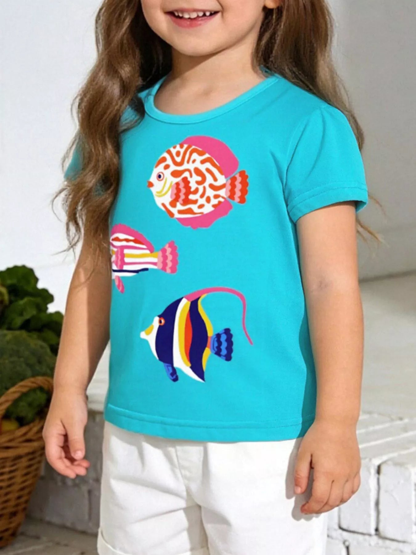 Children's Fish Print Short Sleeve T-Shirt