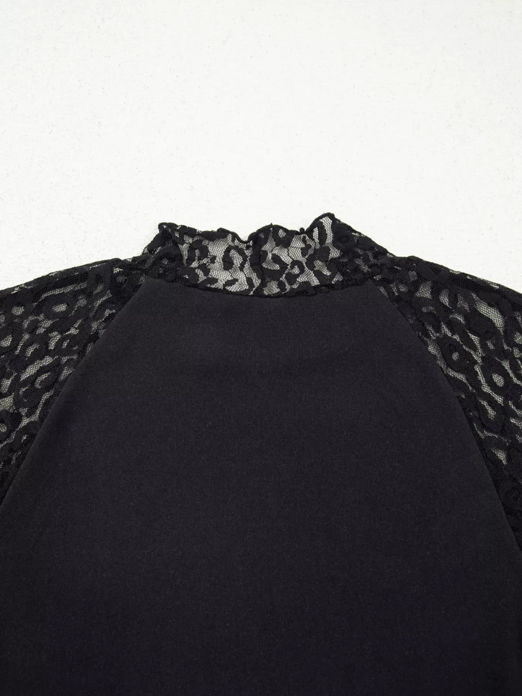 Leopard Mesh Patchwork Knit Long Sleeve Top