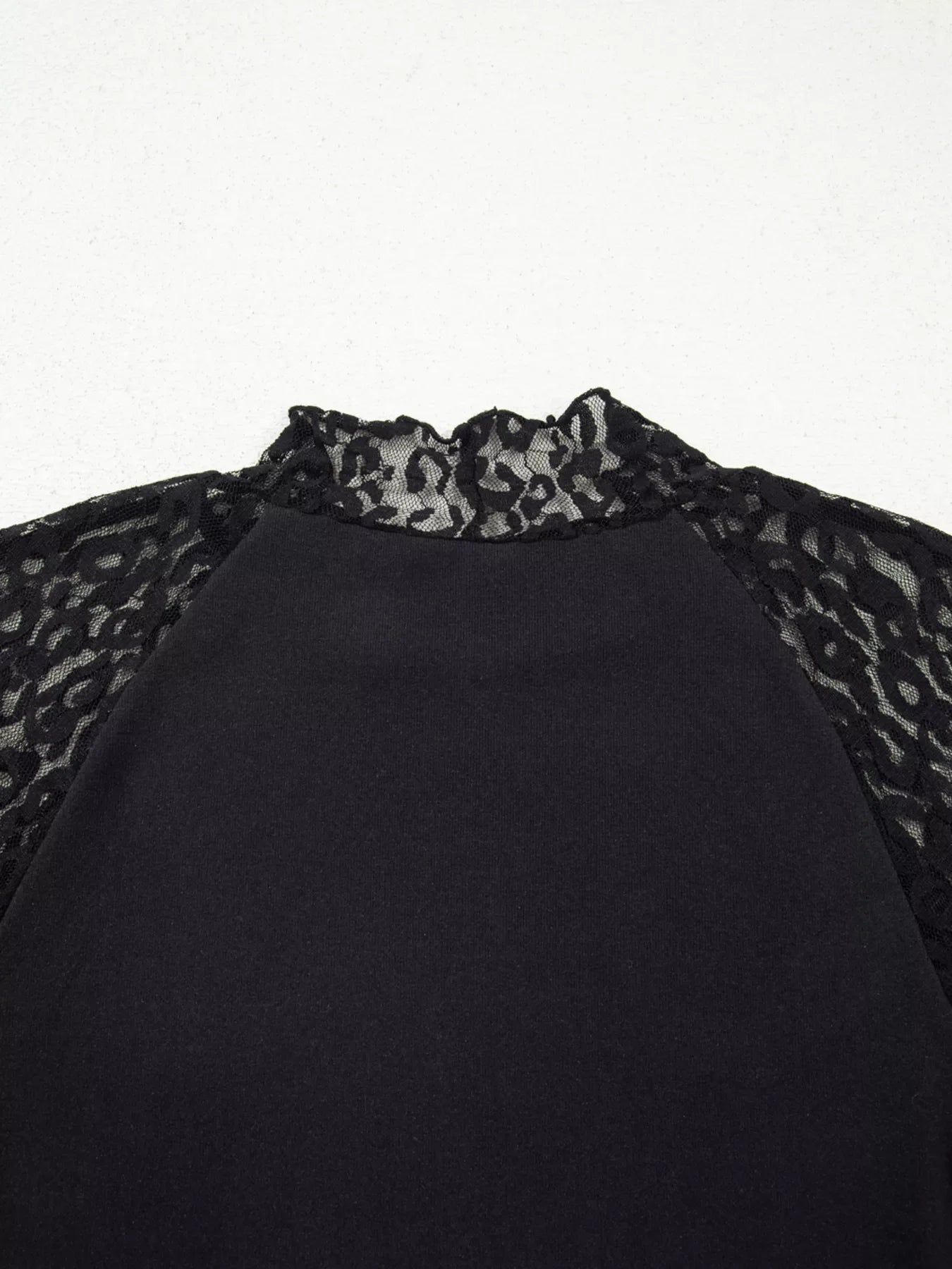 Leopard Mesh Patchwork Knit Long Sleeve Top