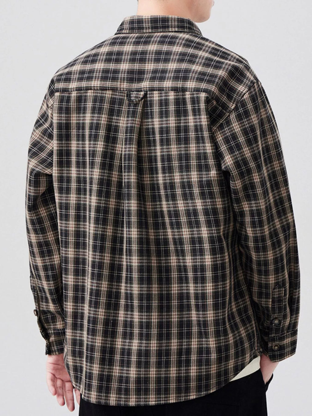 Men's Plus Size Casual Plaid Long Sleeve Shirt