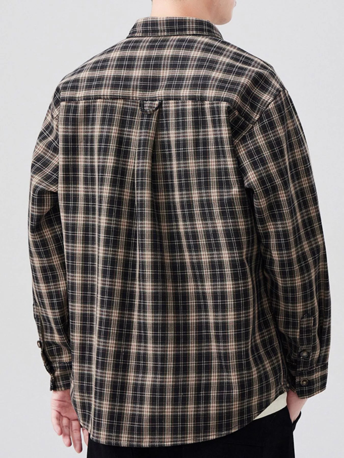 Men's Plus Size Casual Plaid Long Sleeve Shirt