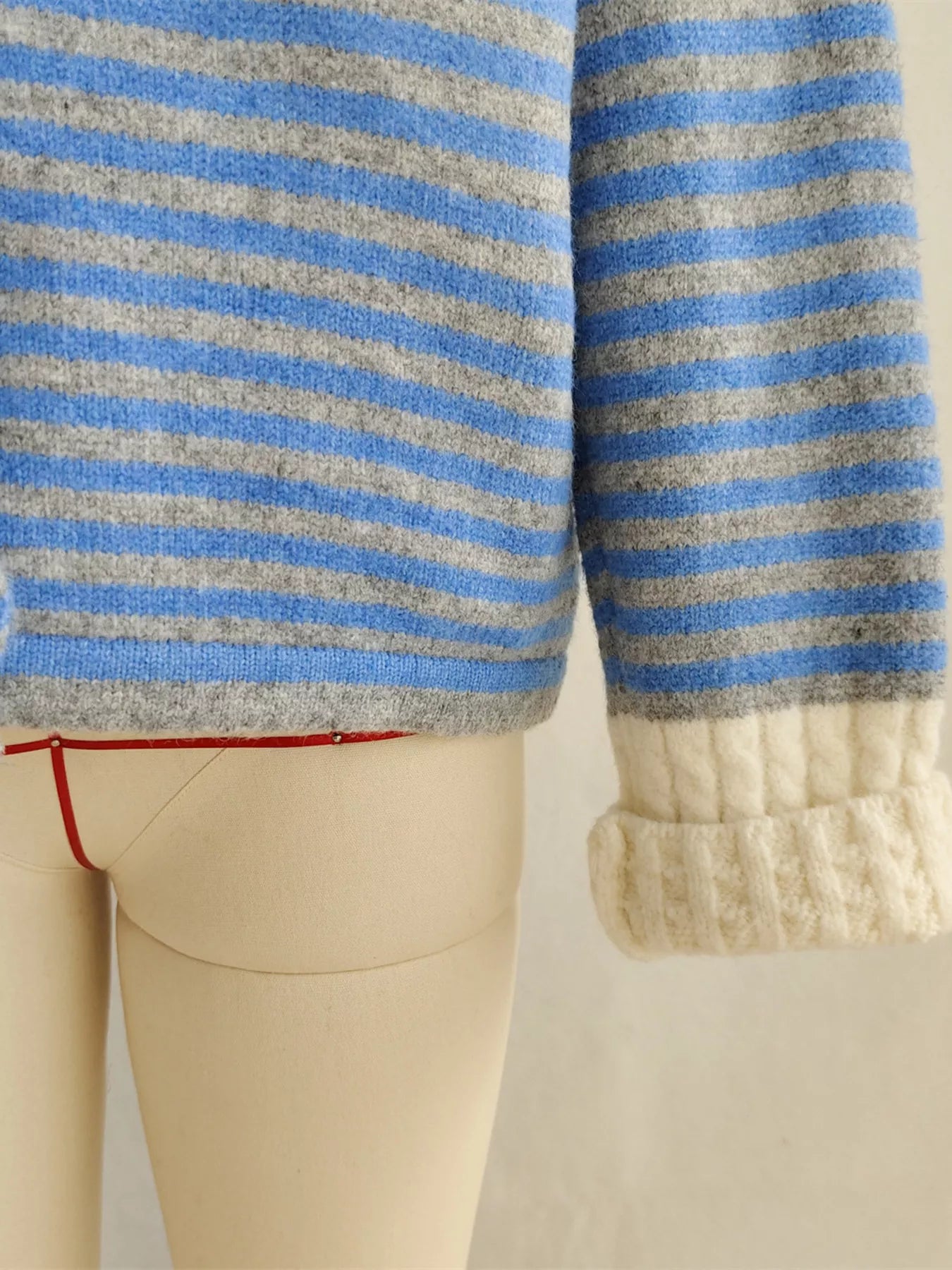 Striped Knit Button Down Cardigan with Collar