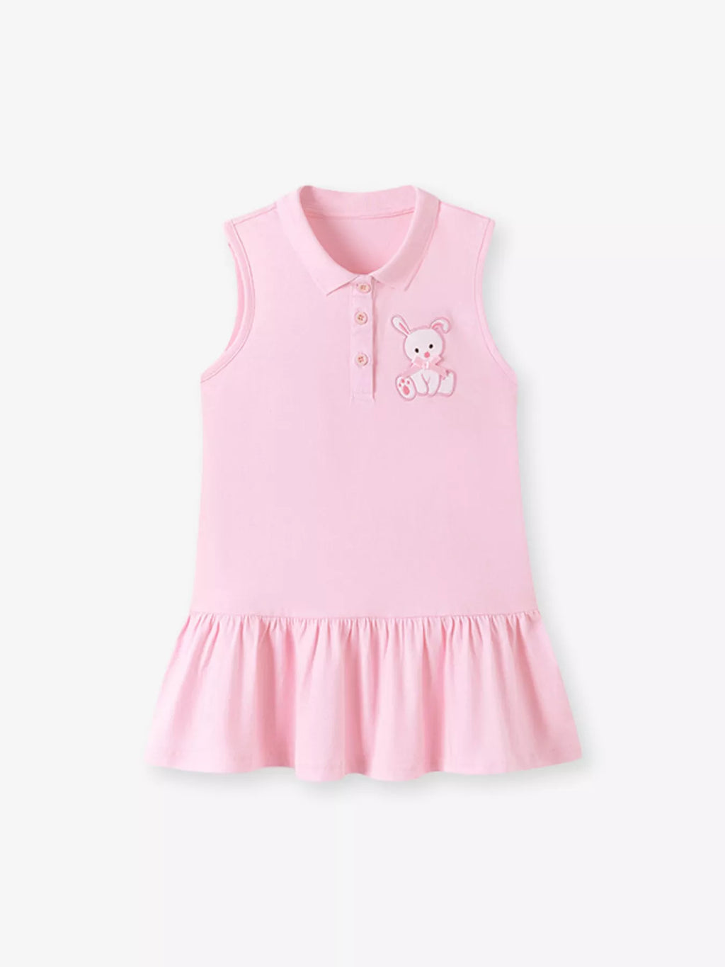 Children's Ruffled Hem Sleeveless Polo Dress
