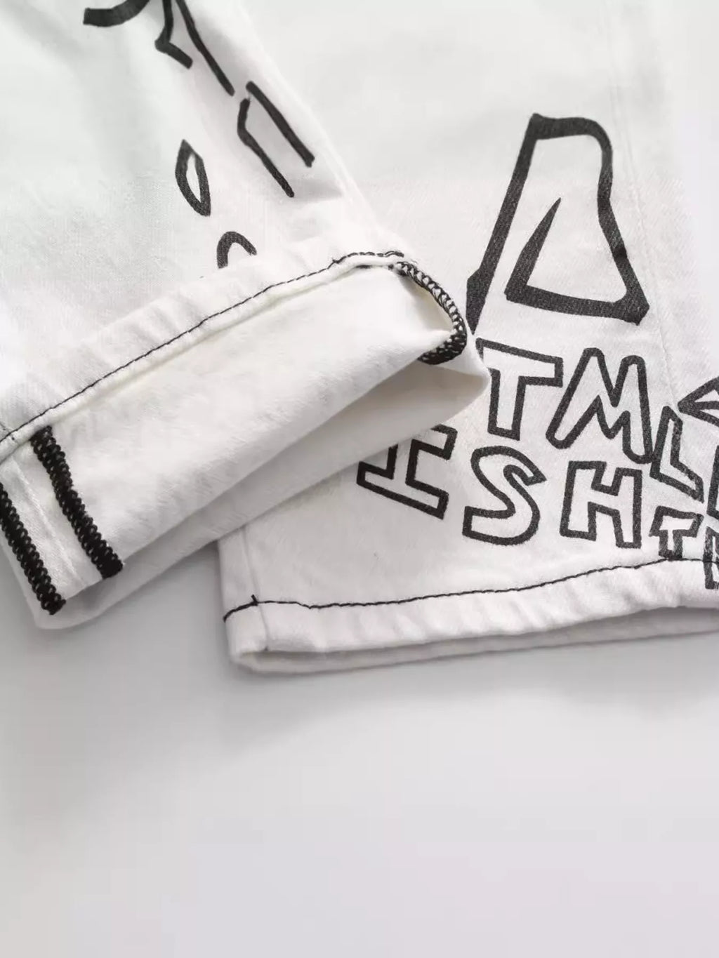 Men's Graffiti Print Slim Fit Jeans